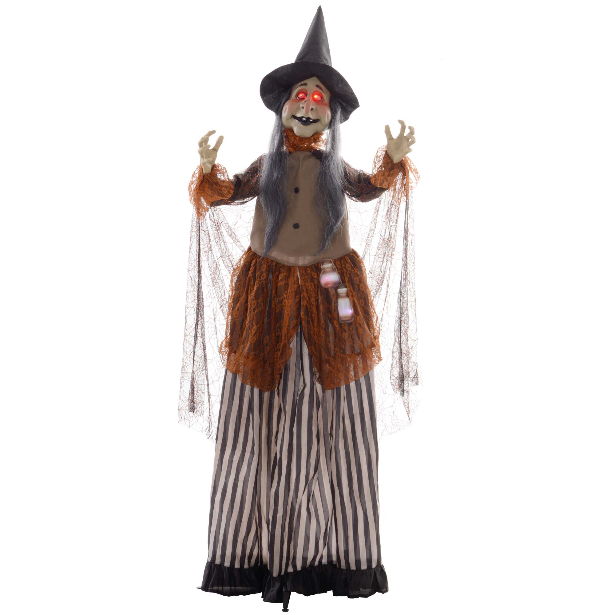 Nõid võlujoogiga, halloweeni kaunistus, jubedad helid, punased silmad, poseeritav, 183 cm