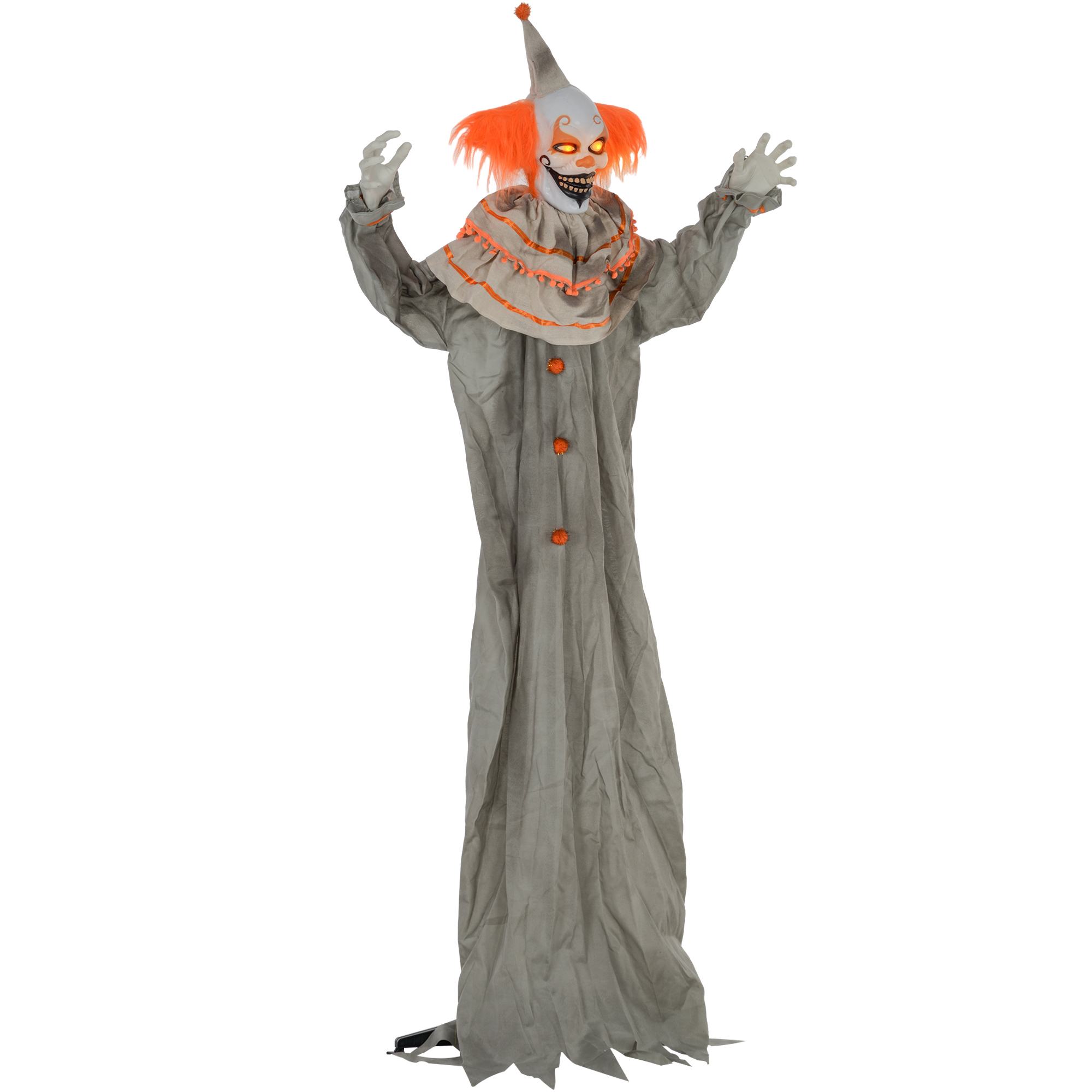 Halloweeni kaunistus kloun, painduvad käed, aktiveeritakse puudutuse/heli abil, säravad silmad