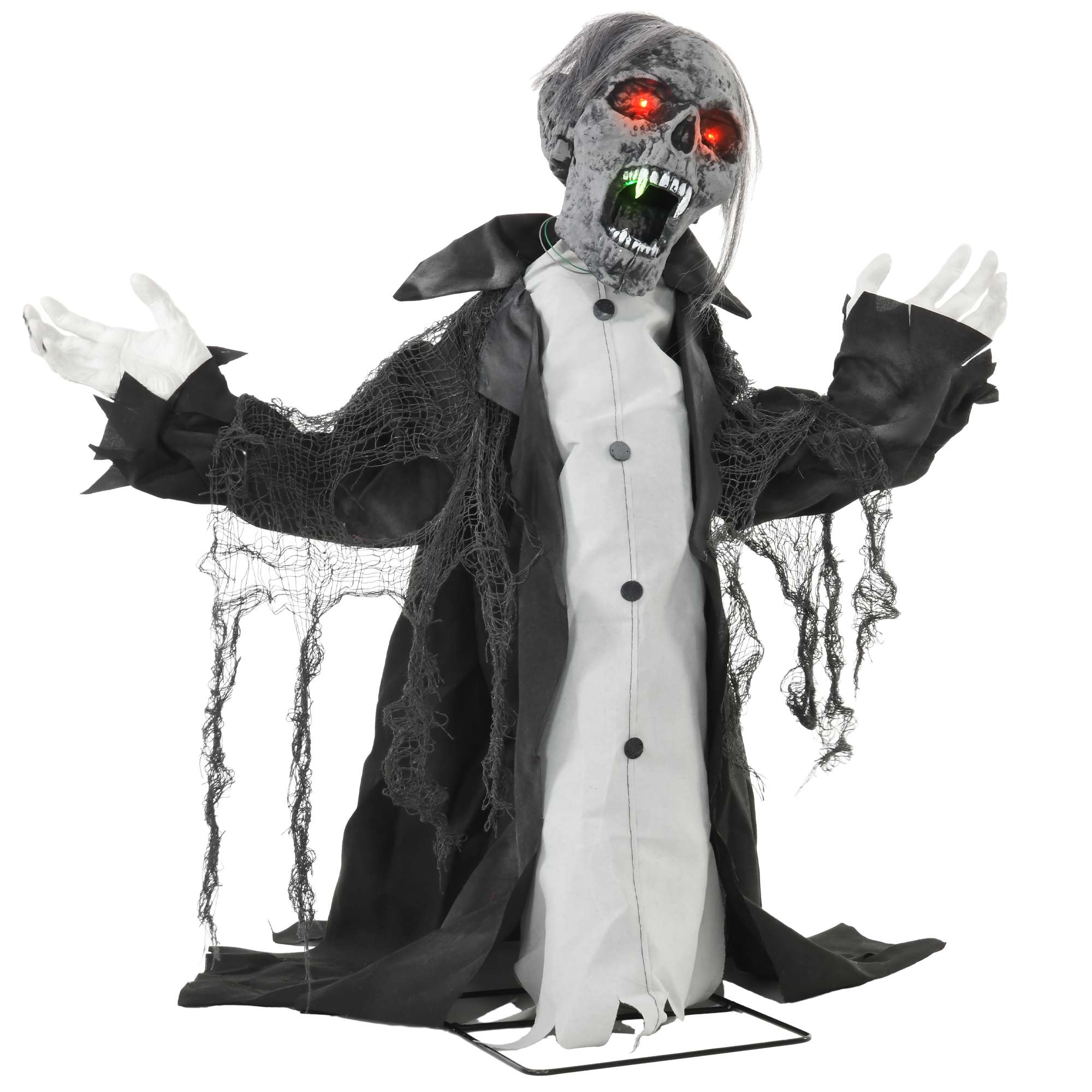 Halloweeni kaunistus, skelett/zombi, liigutatav, liikumisandur, LED-id ja helid, 75 cm