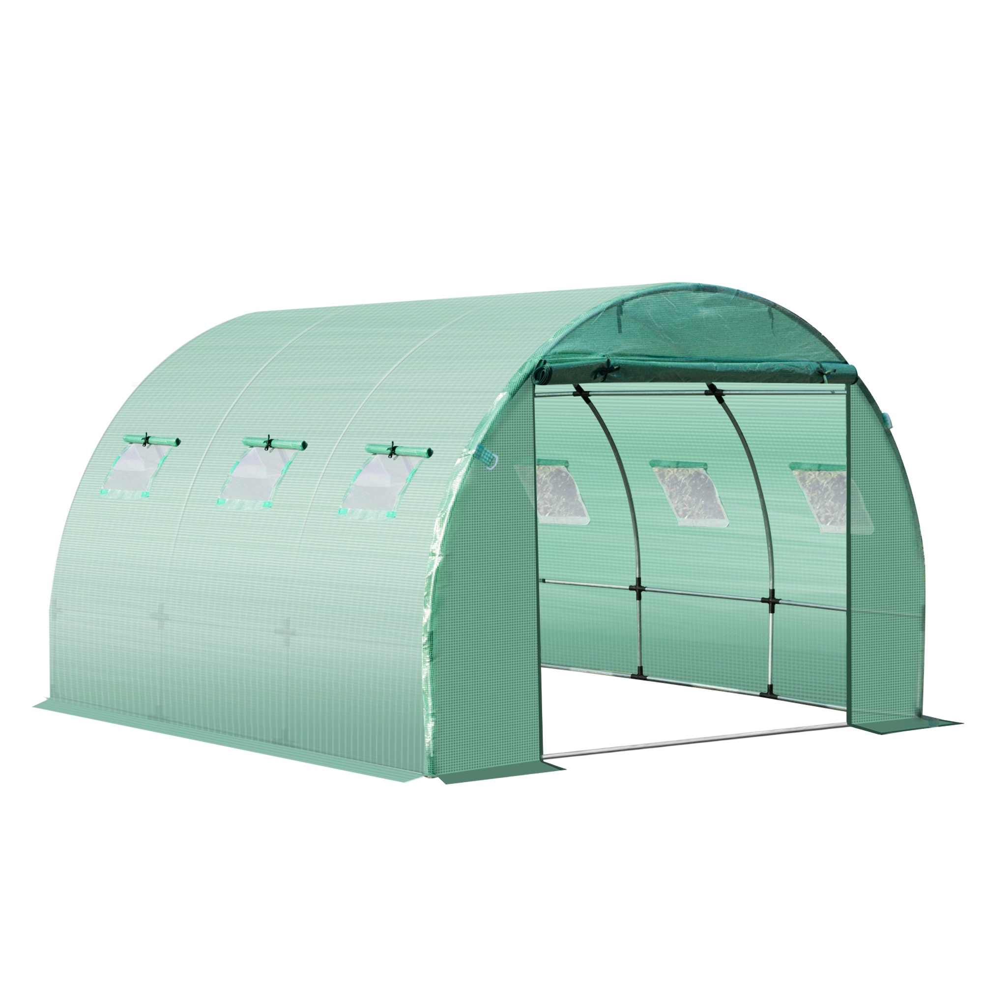 Asenduskile 3x3x2 m kasvuhoonele, vastupidav, rebenemiskindel, 6 akent, uks, roheline