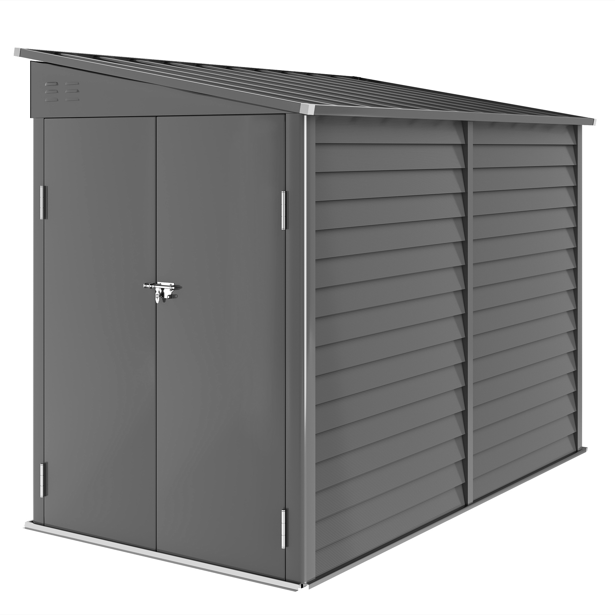 Metallist aiakuur 3,5 m² 143 x 270 x 202 cm Tööriistakuur viilkatusega Lukustatav topeltuks, vundament, ventilatsiooniavad