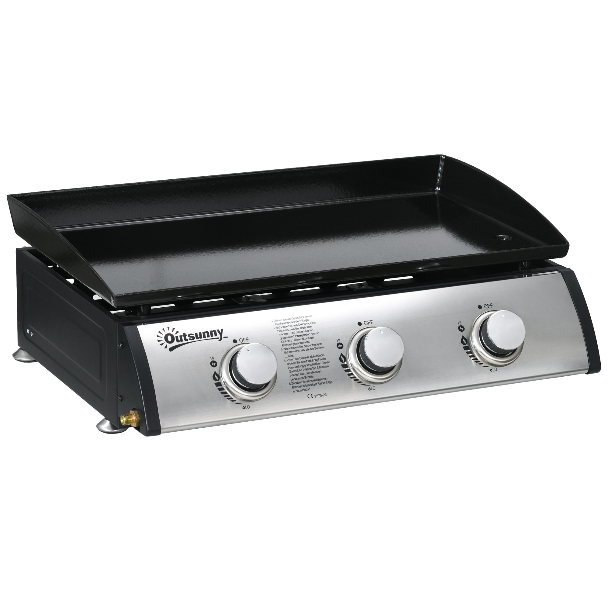 Gaasigrill kaanega, 3 põletiga, rasvakogumisalus, mittenakkuv plaat, 63x47x25 cm, must/hõbedane