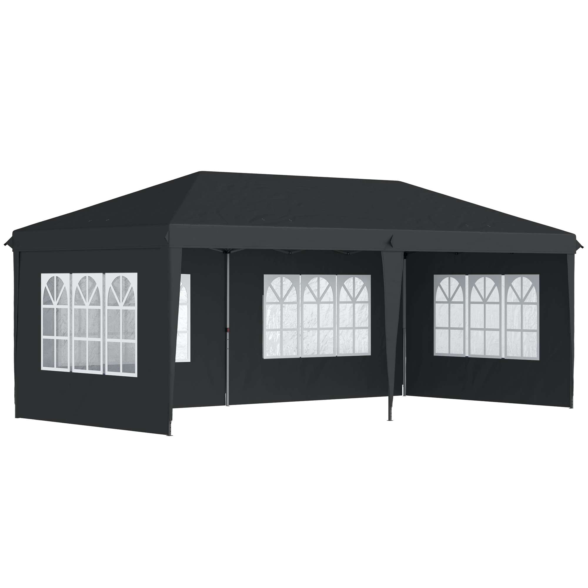 Paviljon u 3x6m veekindel kokkupandav paviljon 4 külgpaneeliga, aken, UV-kaitse, kandekott, must
