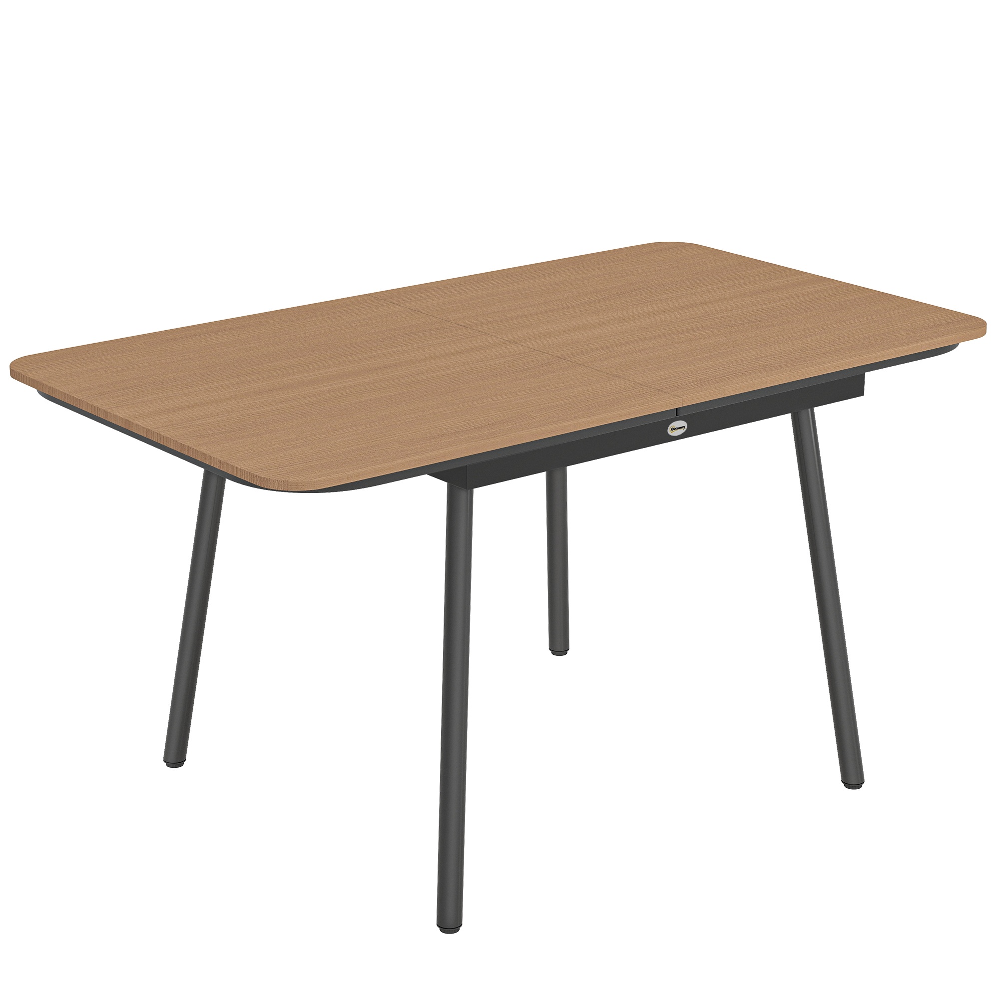 Aialaud 140 x 80 cm 6 inimesele, roostekindel õuesöögilaud WPC lauaplaadiga, reguleeritavad jalad, tiikpuu