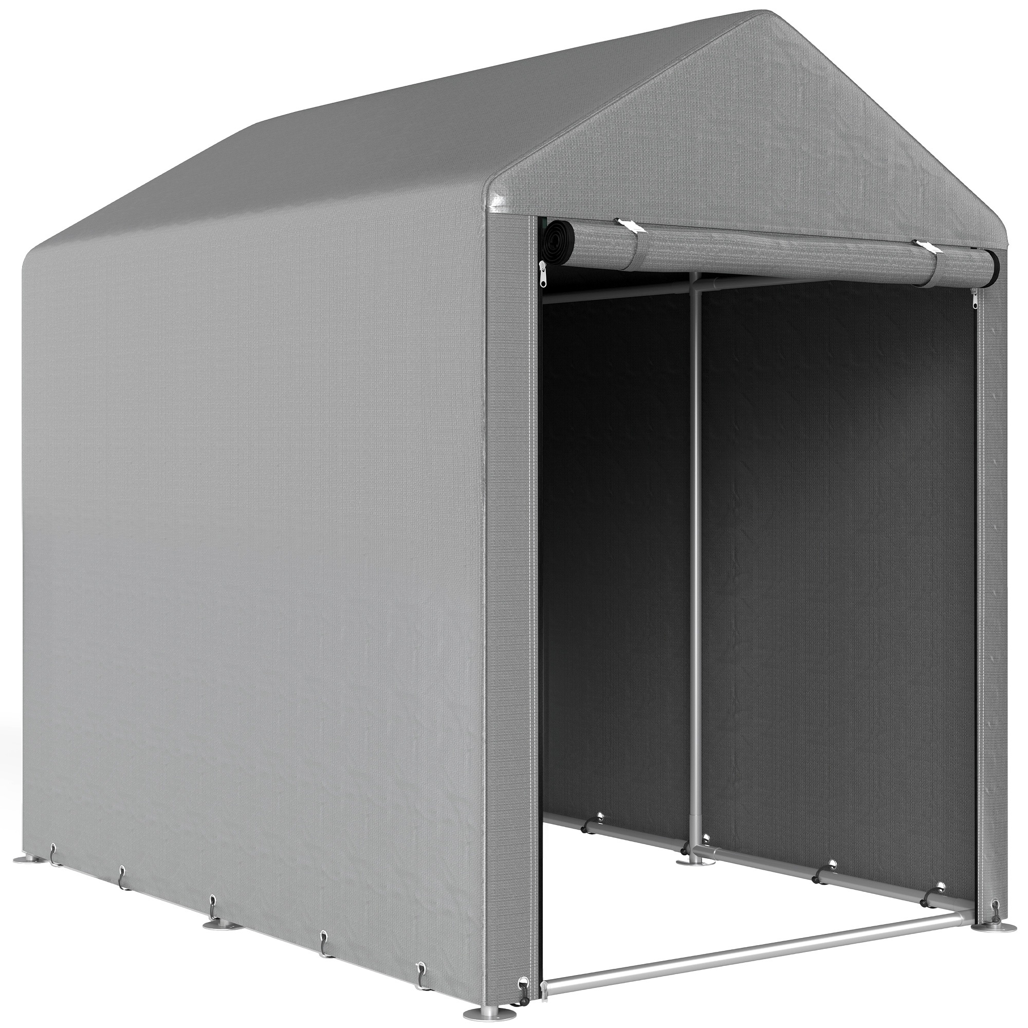 Aiakuur, hoiutelk, vastupidav ja ilmastikukindel, terasraam, 1,2x1,8x1,6m, helehall