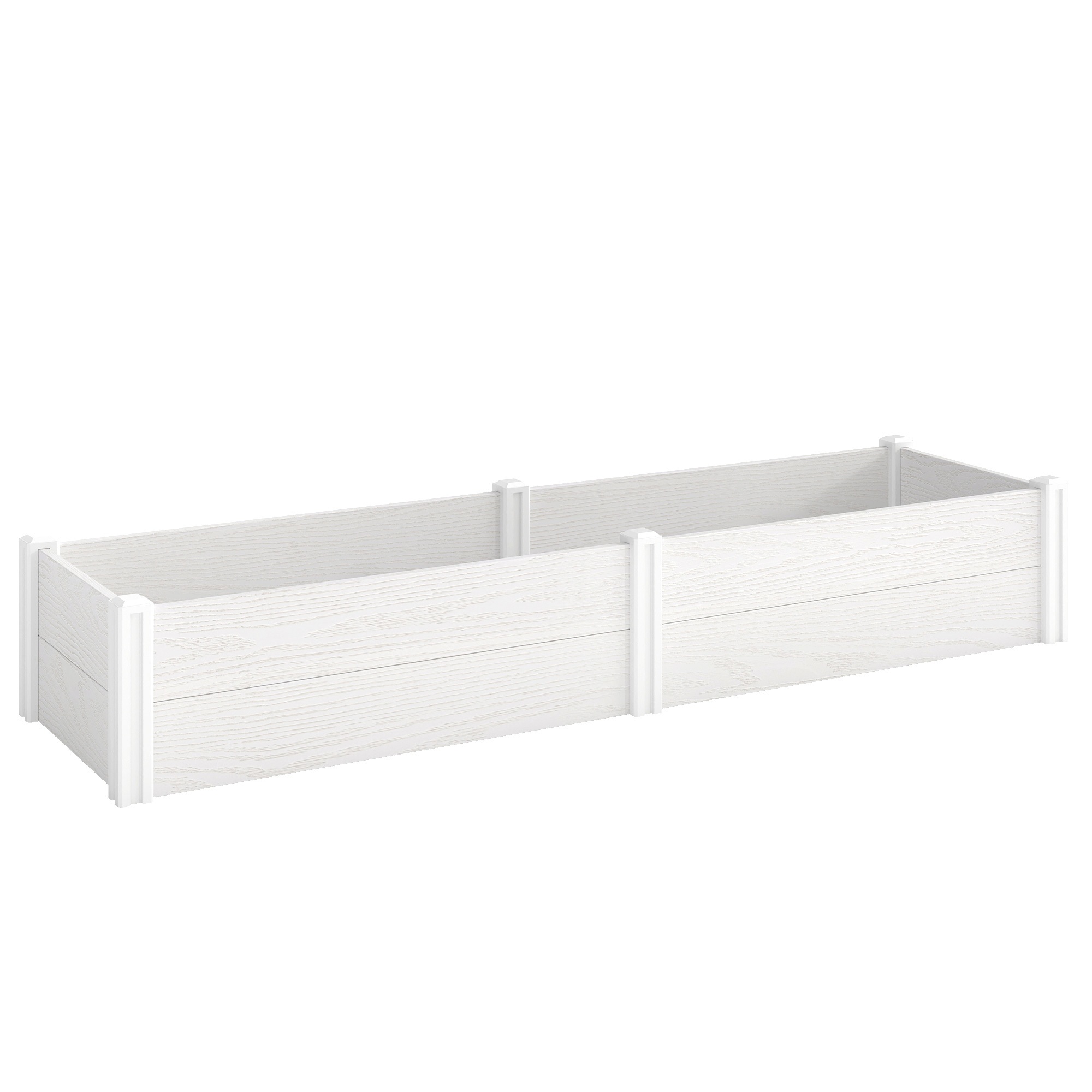 Plastikust kõrgpeenar, ise kokkupandav istutuspeenar, külmraam, 197 x 54 x 33 cm, valge