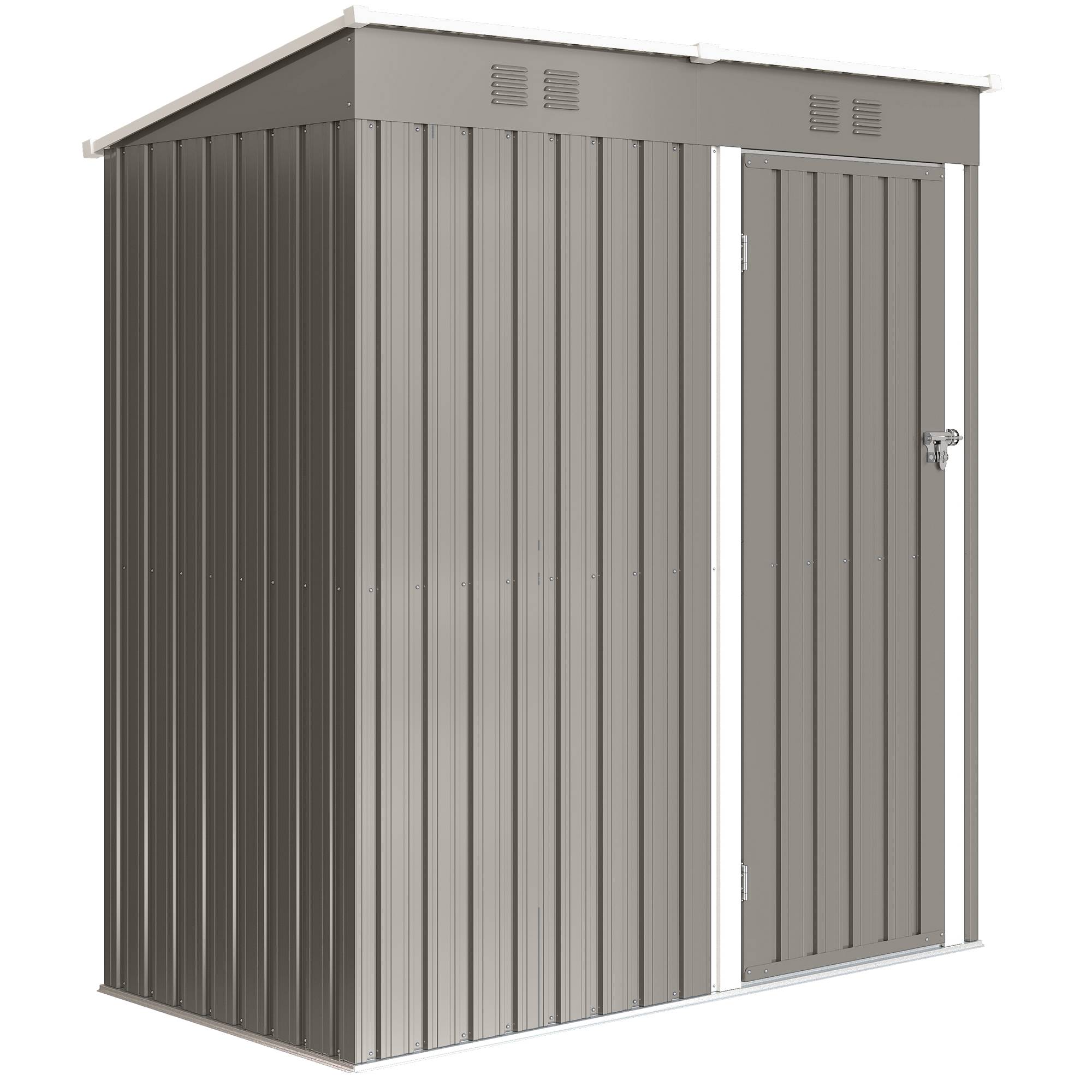 Lukustatav metallist tööriistakuur, 1,37 m², ventilatsioon, kaldkatus ja kindad, 163 × 90 × 179 cm