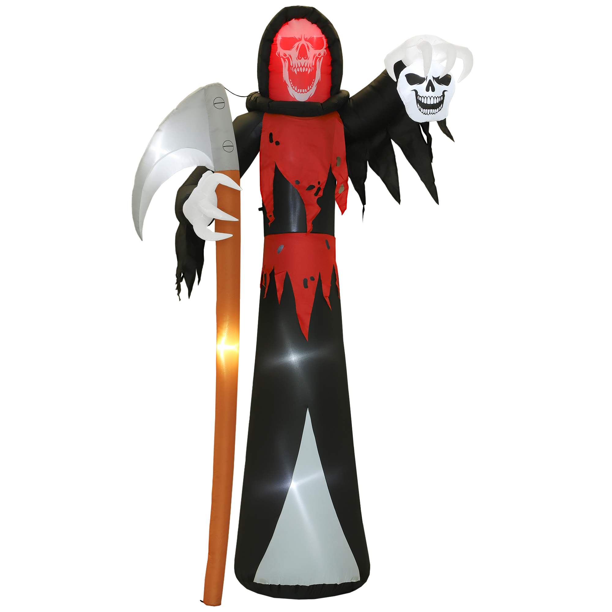 Halloweeni kaunistus: 3,7 m pikkune hiiglaslik Grim Reaper LED-valgustusega, valgustatud täispuhutav figuur õues kasutamiseks