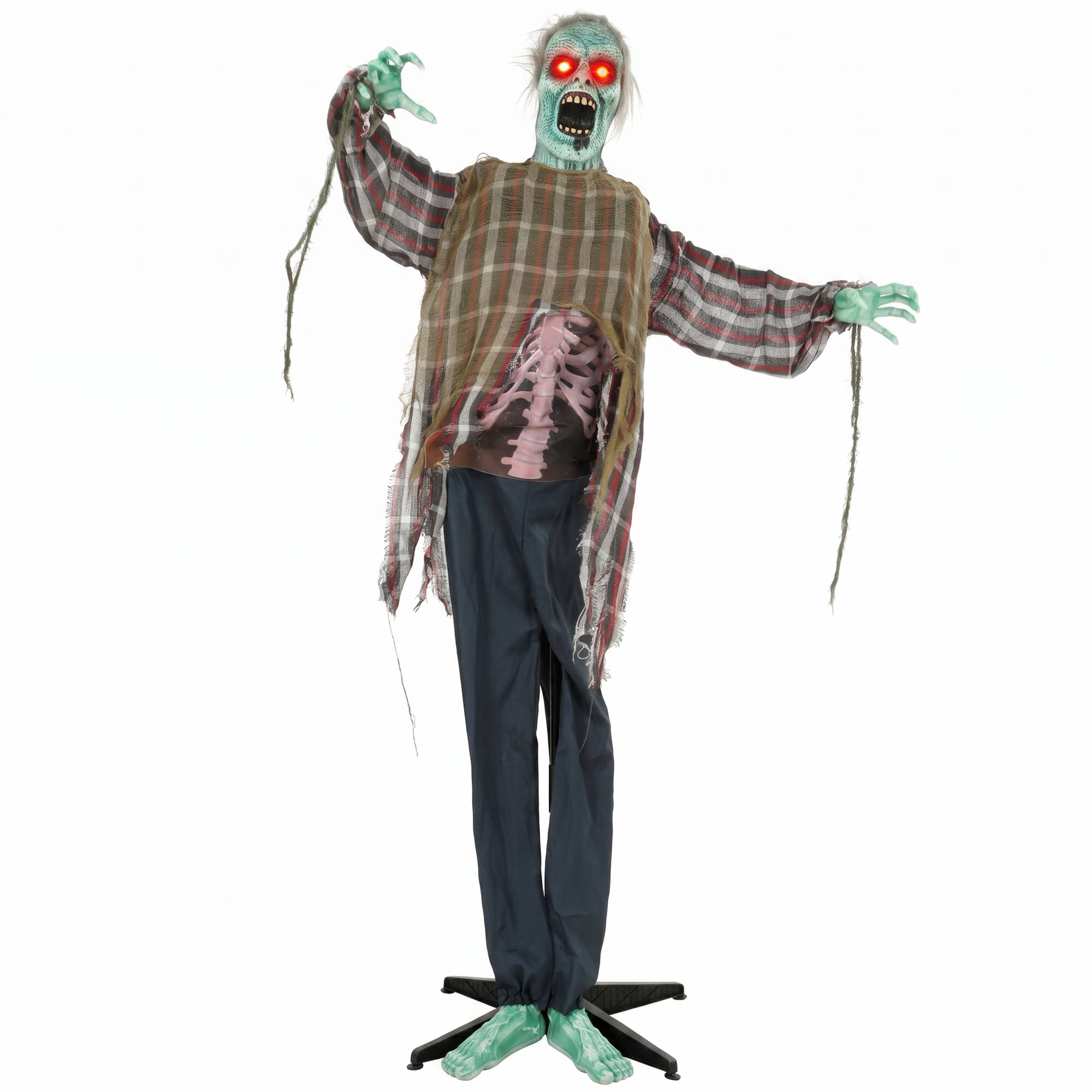Animeeritud halloweeni zombi, elusuuruses, 170 cm, heli ja puutetundliku aktiveerimisega, õudne kaunistus