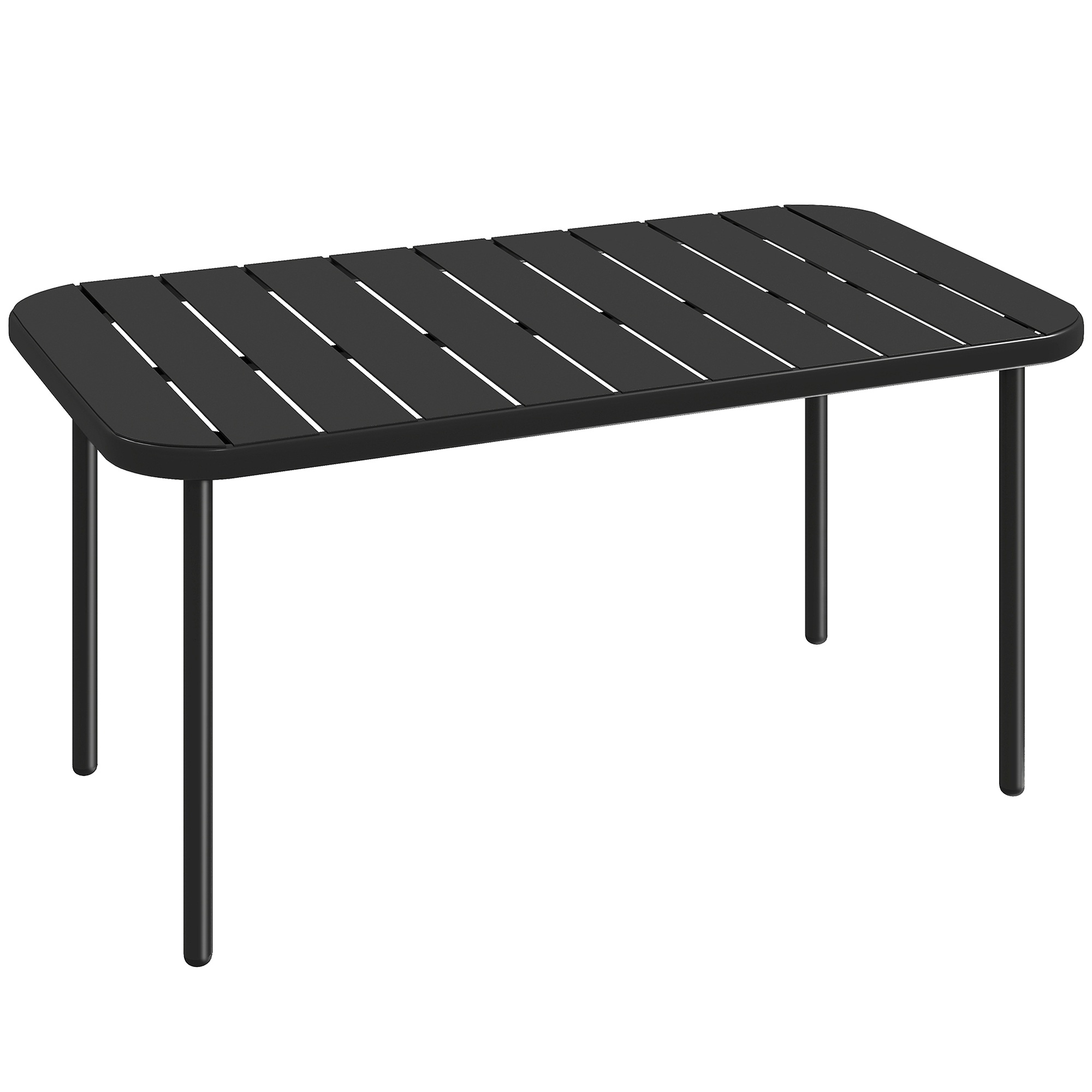 Ristkülikukujuline abilaud, rõdulaud terasest, kergesti puhastatav, rõdule, aeda, terrassile, verandale, 90x50x43 cm, must