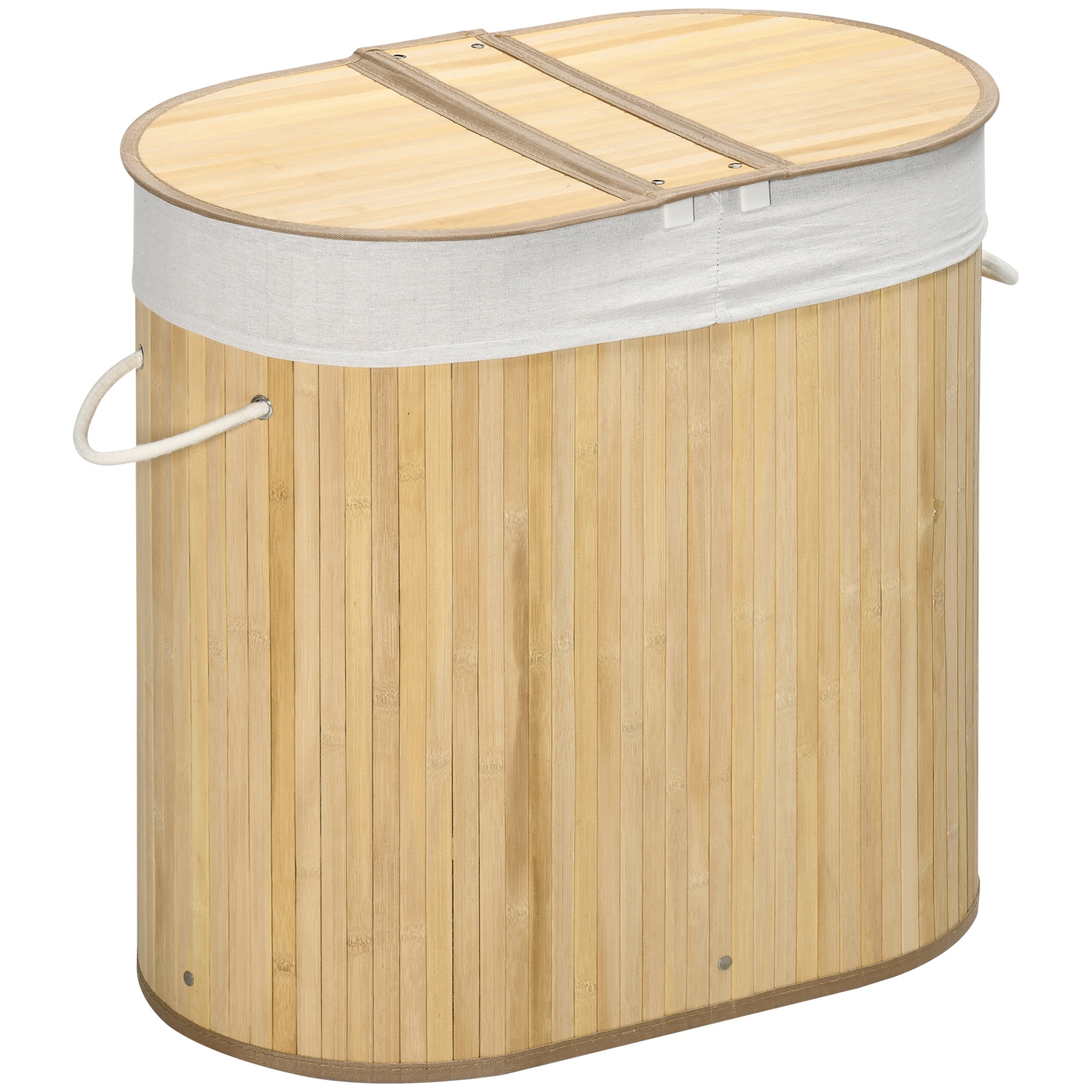 Pesukorv 100L eemaldatava pesupingiga 62,5 cm x 37 cm x 60,5 cm naturaalne + valge