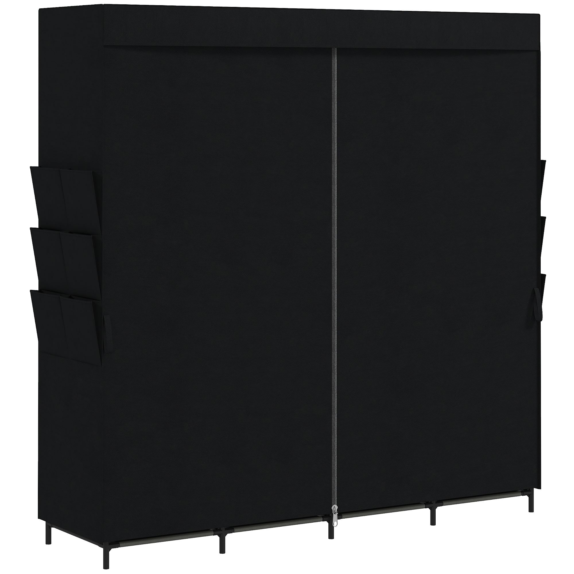 Kangast riidekapp, tolmukindel, kaasaskantav, 5 riidepuutoruga, 170 x 45 x 167 cm, must