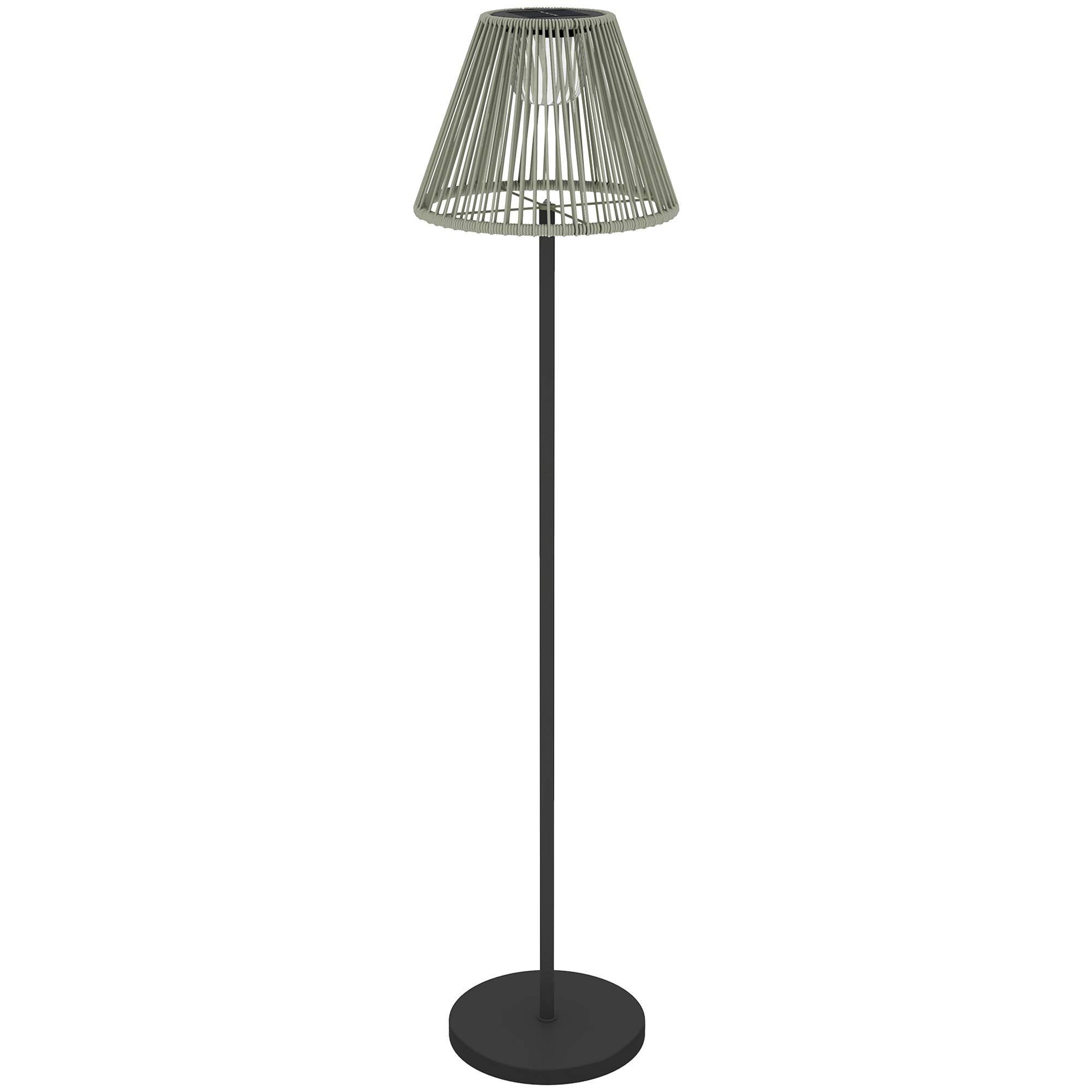 Päikeseenergial töötav põrandalamp, rotangist stiilis, päikeselambid valgussensoriga, 25 LED-tuld, boheemlaslikus stiilis päikesevalgusti, Ø33 x 135 cm