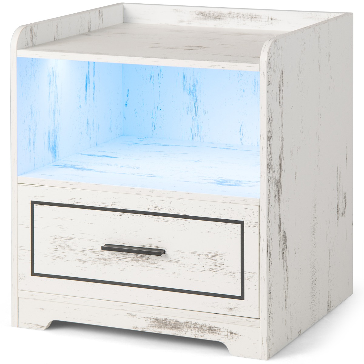 Komplektis 2 LED-valgustusega USB-porti ja C-tüüpi laadimisjaama öökappi koos liikumisanduriga valge