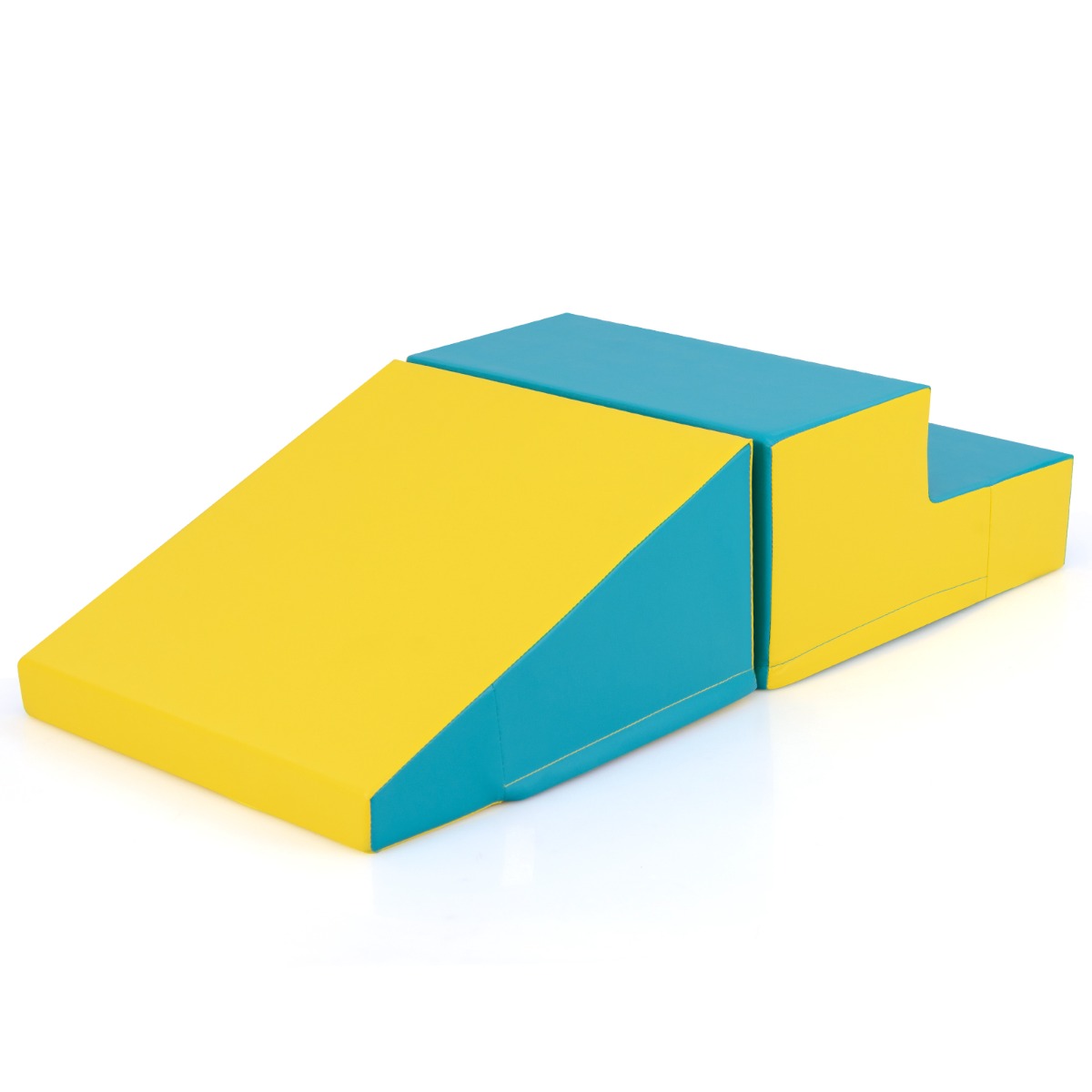 2-osaline laste vahtkummist klotside komplekt müramiseks ja ronimiseks pehmed klotsid kollane roheline takjakinnitustega