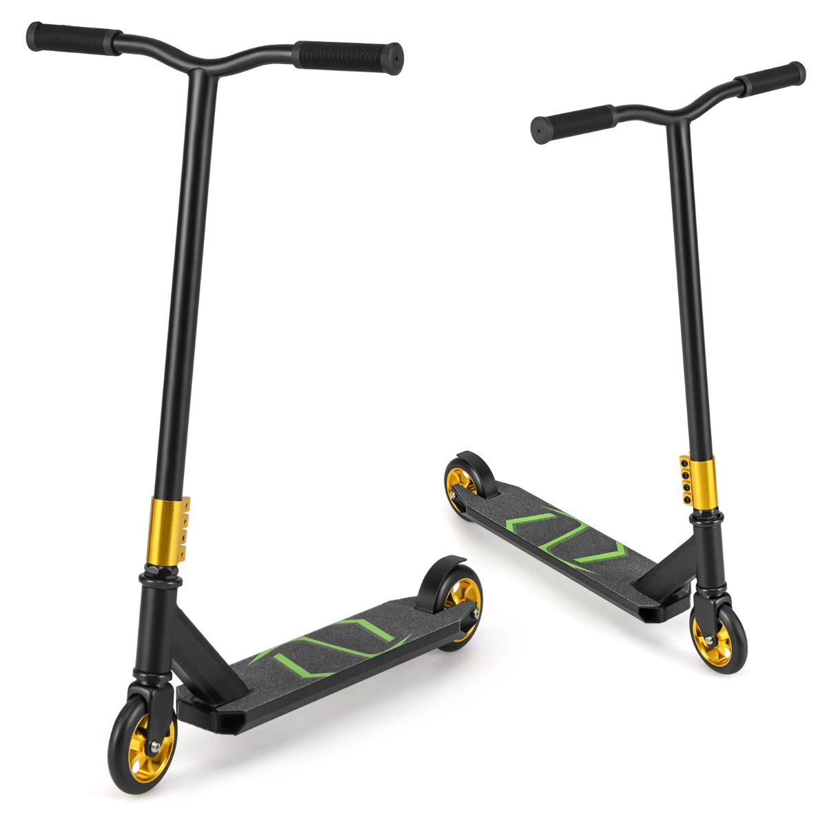 360° pööratava juhtraua, tugevate PU-rataste ja alumiiniumist tallalauaga trikitõukeratas (Stunt Scooter), must