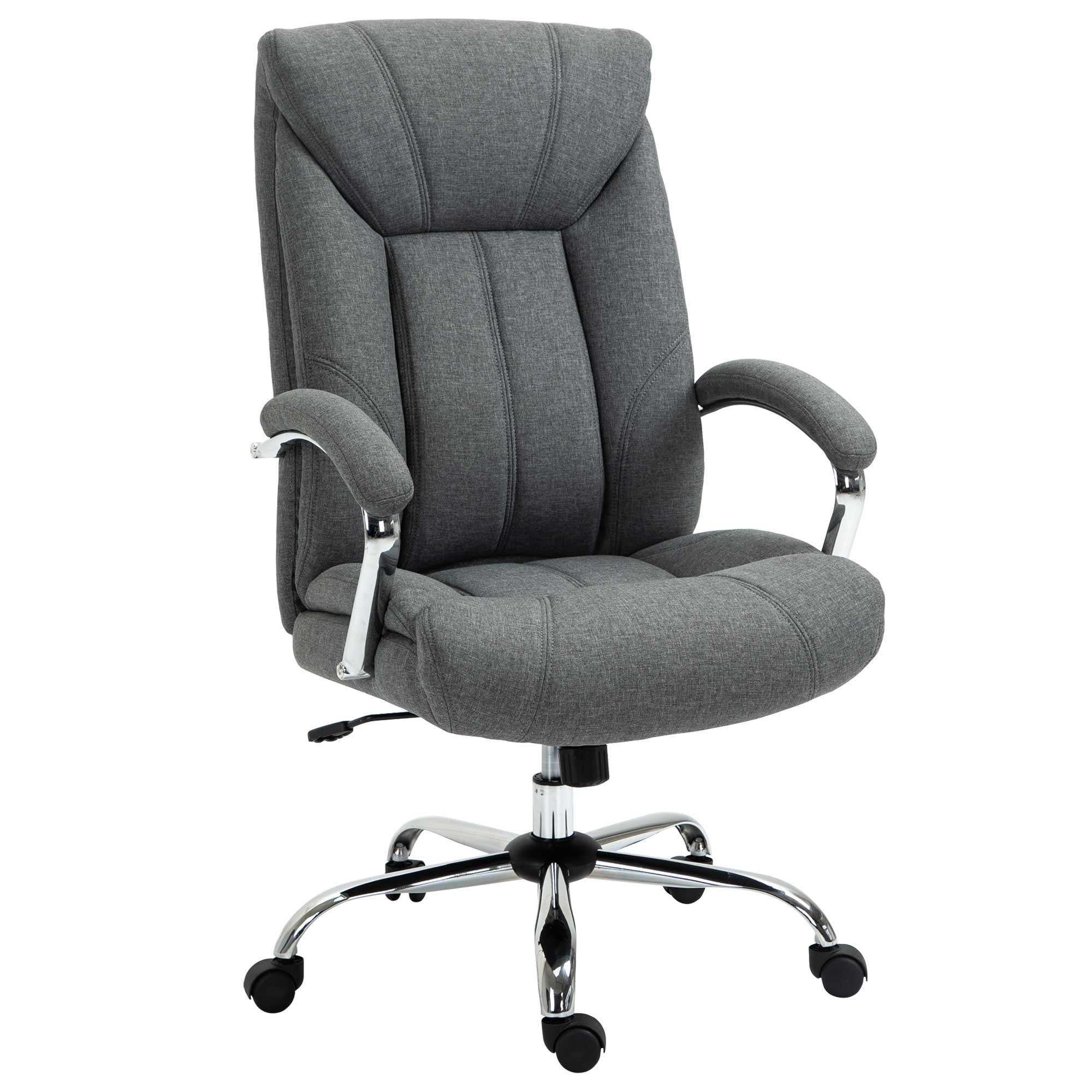 Kiikfunktsiooniga kontoritool, ergonoomiline tool polsterdatud käetugede ja peatoega, kõrgusega reguleeritav lauatool, pöördtool seljatoega, nailon, hall, 65 x 78 x 110-118 cm