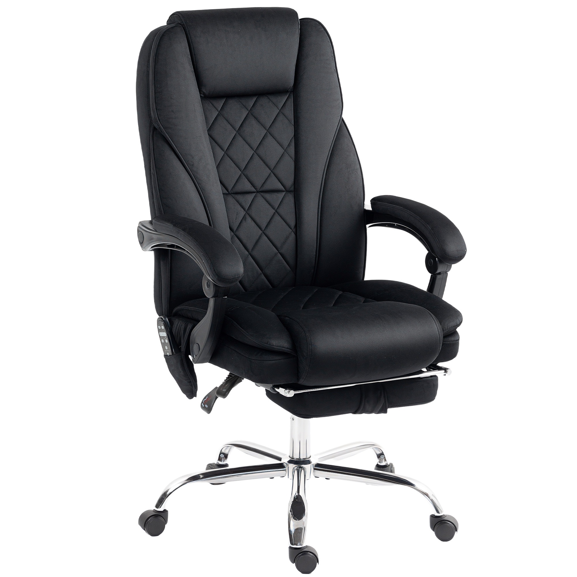 Ergonoomiline kontoritool massaažifunktsiooniga, jalatugedega, pöörlev, rattad, must
