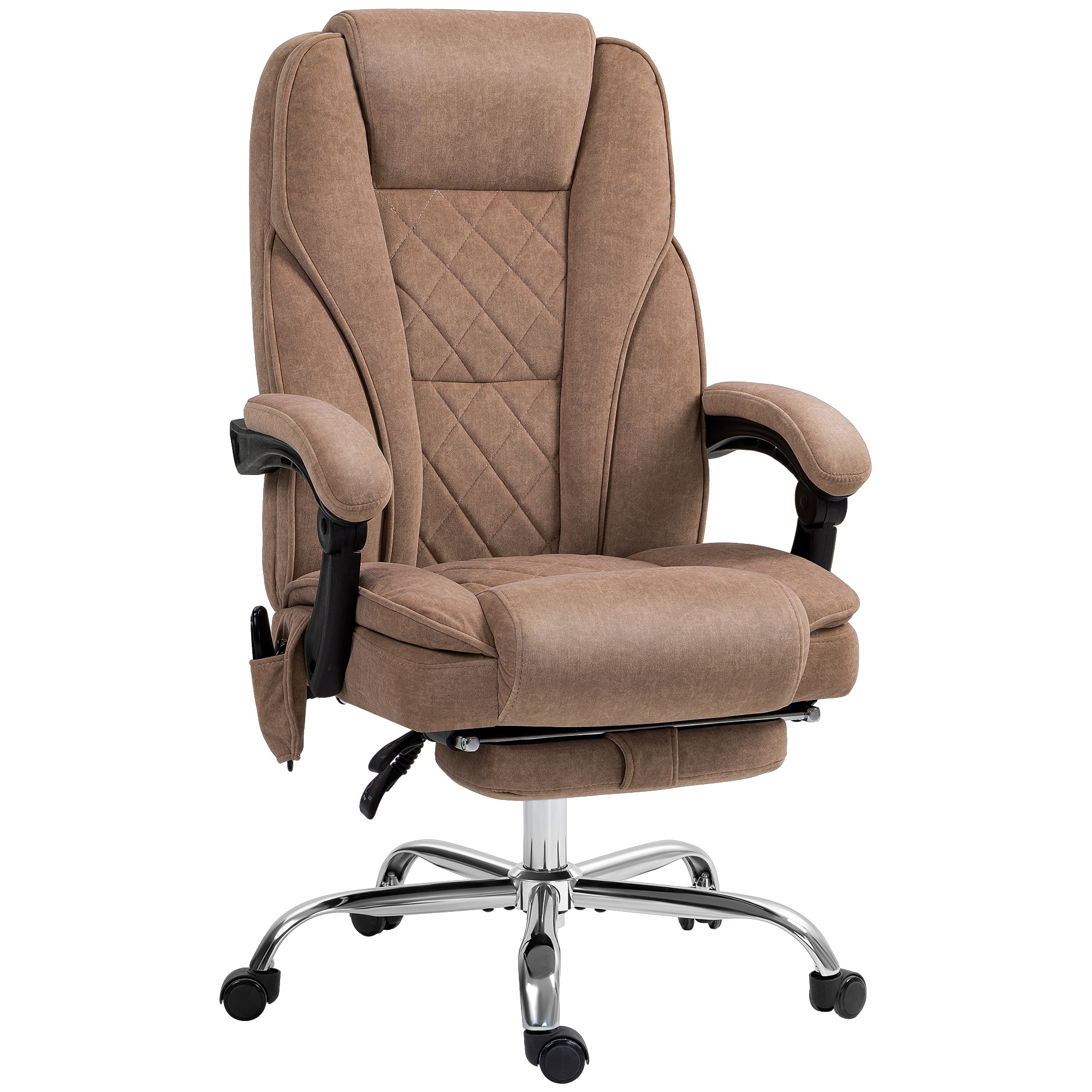 Ergonoomiline kontoritool massaažifunktsiooniga, jalatugedega, pöörlev, rattad, pruun