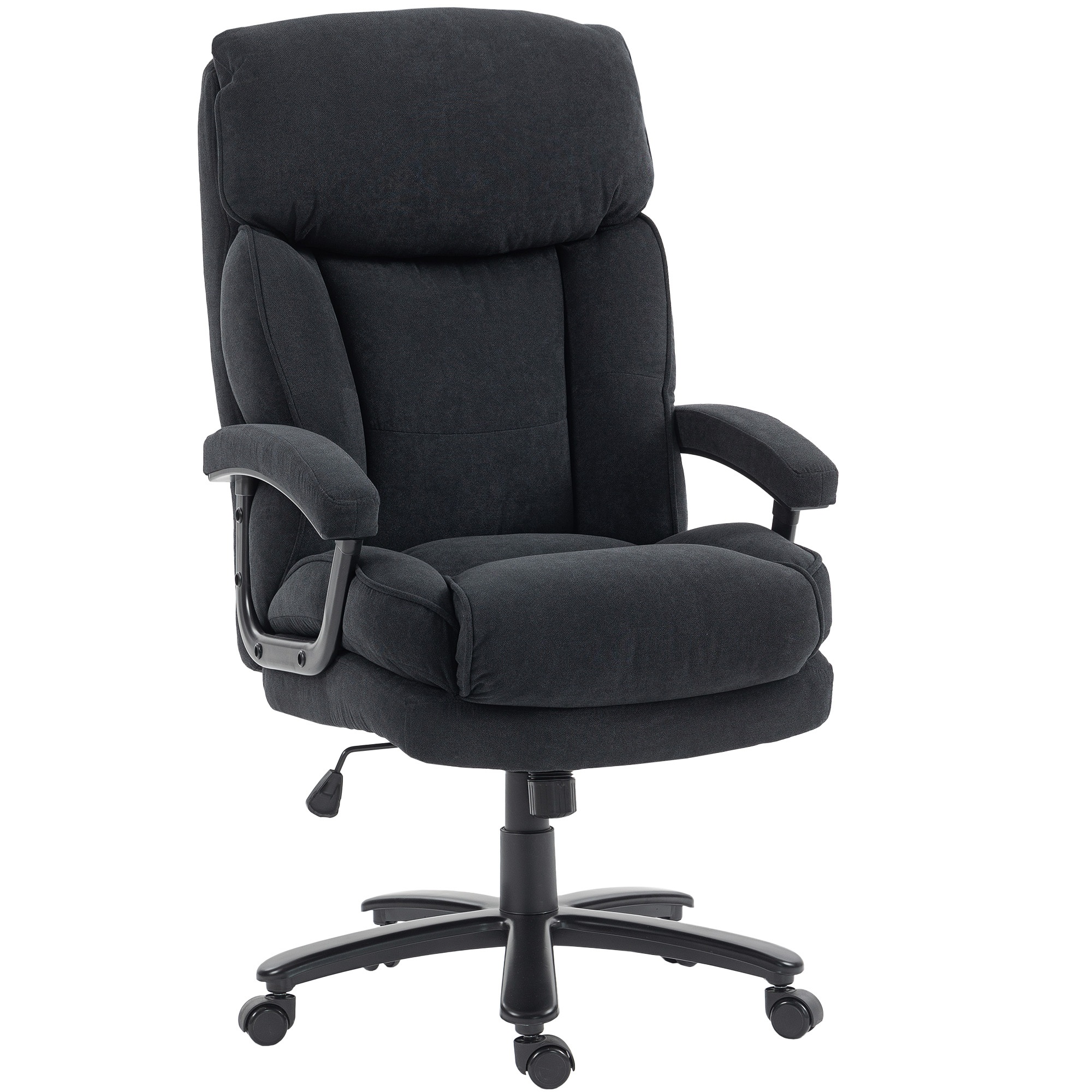 Juhitool, ergonoomiline kontoritool kuni 200 kg, sametine välimus, kõrge seljatugi, kontorisse ja kodukontorisse, must