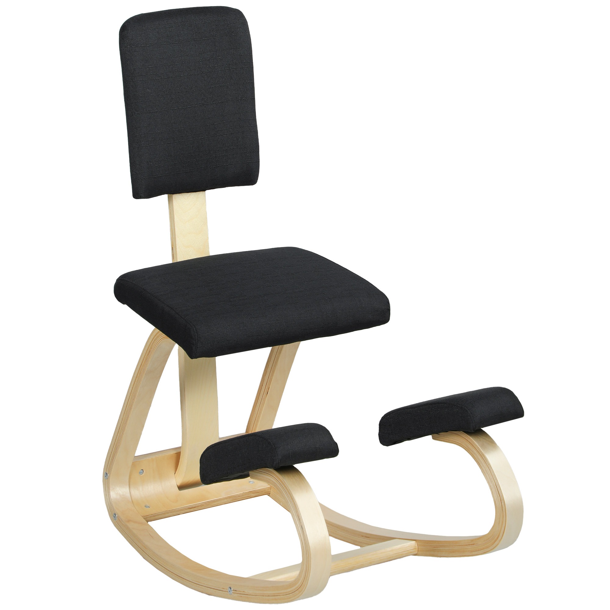Ergonoomiline põlvitustool, põlvitaba, tervisetool koju, kontorisse, meditatsiooniks, must