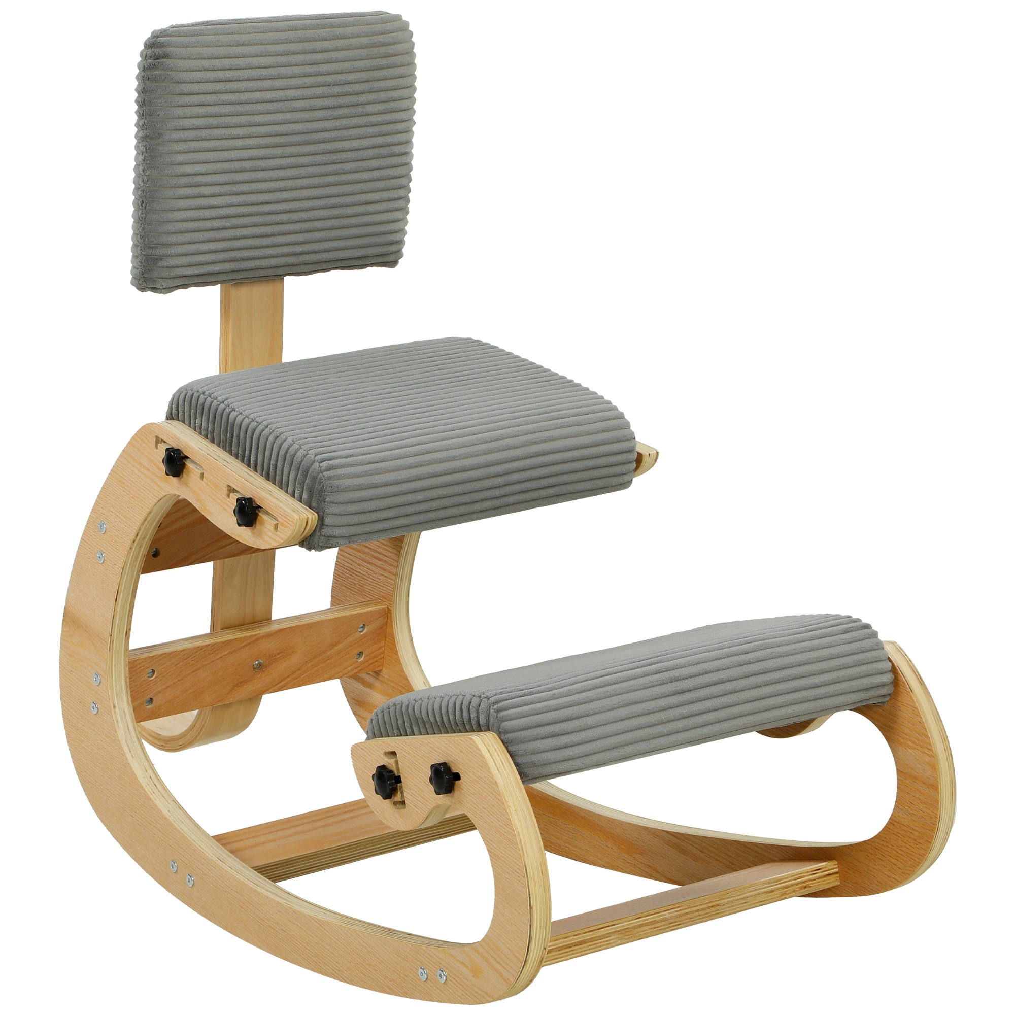 Ergonoomiline põlvitustool, põlvitaba seljatoega, velvetist välimus, kontoritool koju, kontorisse, meditatsiooniks, tumehall