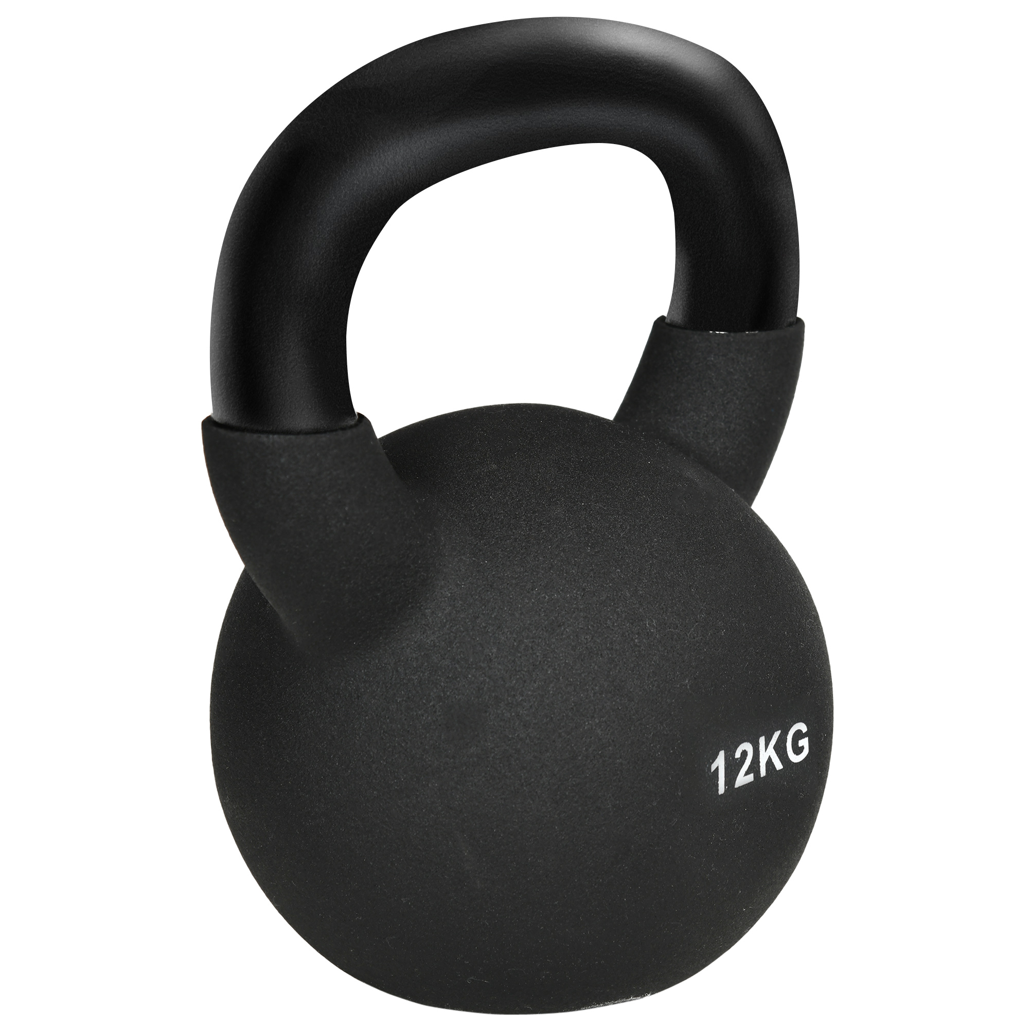Kettlebell, 12 kg, plastkattega, terasest, must, 20 x 13 x 22 cm