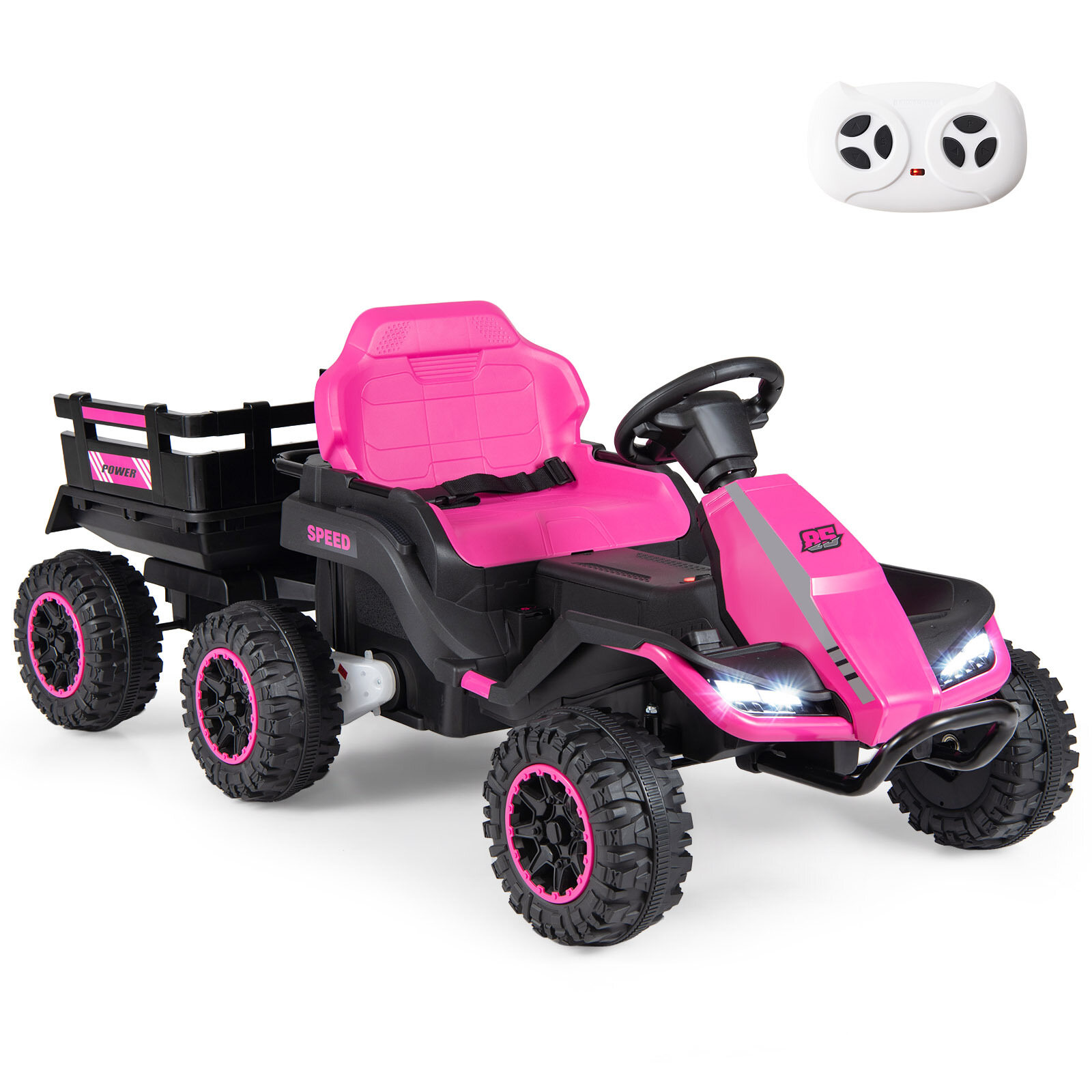24V elektritraktor lastele alates 3. eluaastast, lastetraktor 2,4 GHz kaugjuhtimispuldiga, roosa