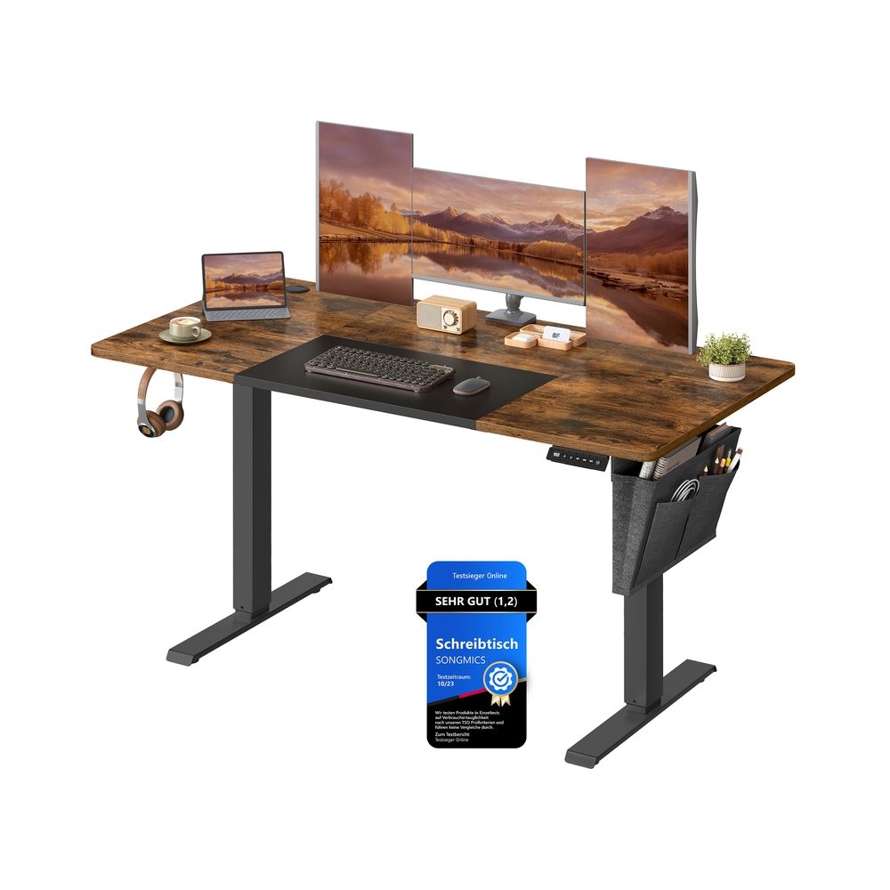 Reguleeritava kõrgusega kirjutuslaud, 60 x 140 x (72-120) cm, vintage pruun-must
