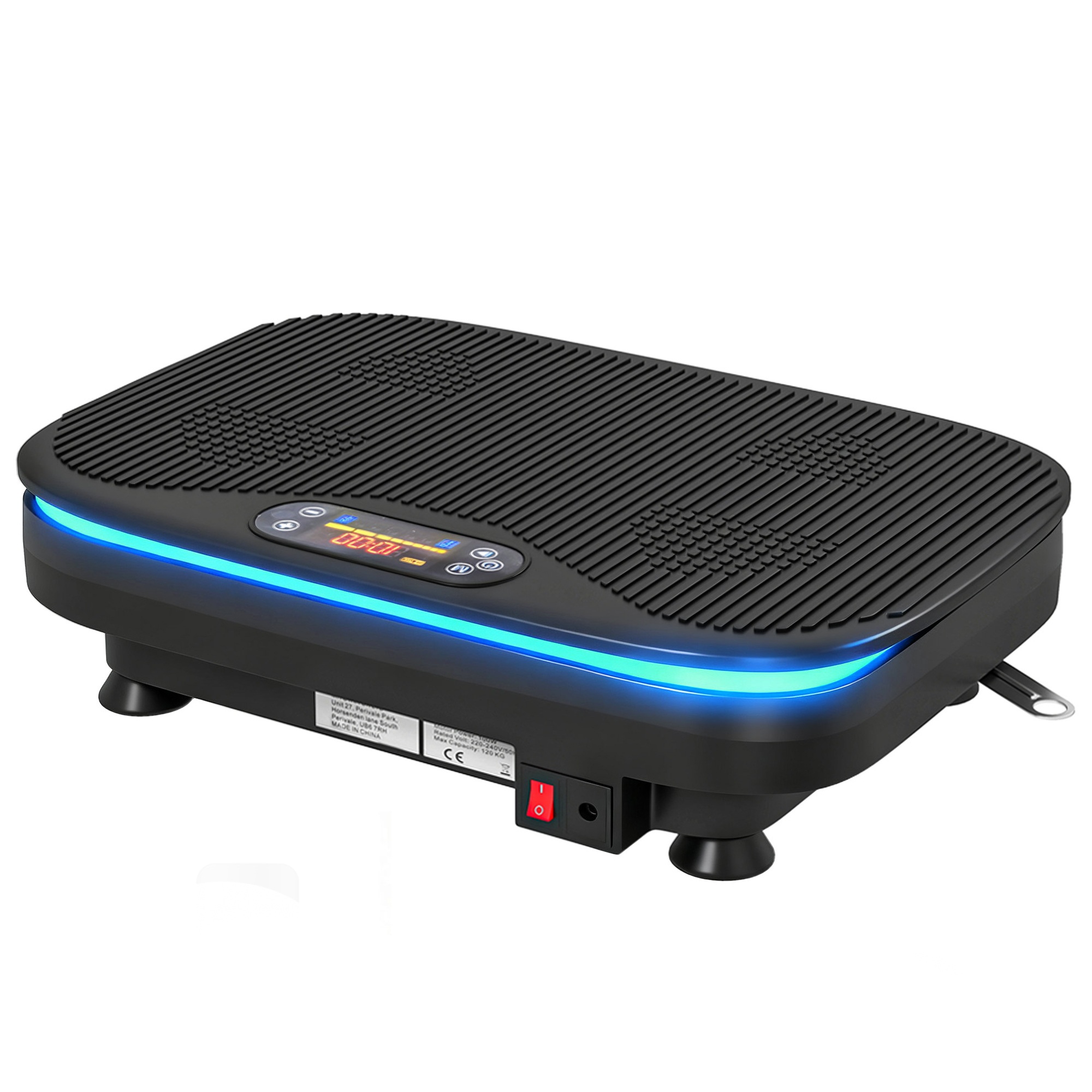 Vibratsiooniplaat treeningharjutusteks, Bluetooth-funktsioon, kaugjuhtimispult, 99 kiirusetaset, plastik, teras, must