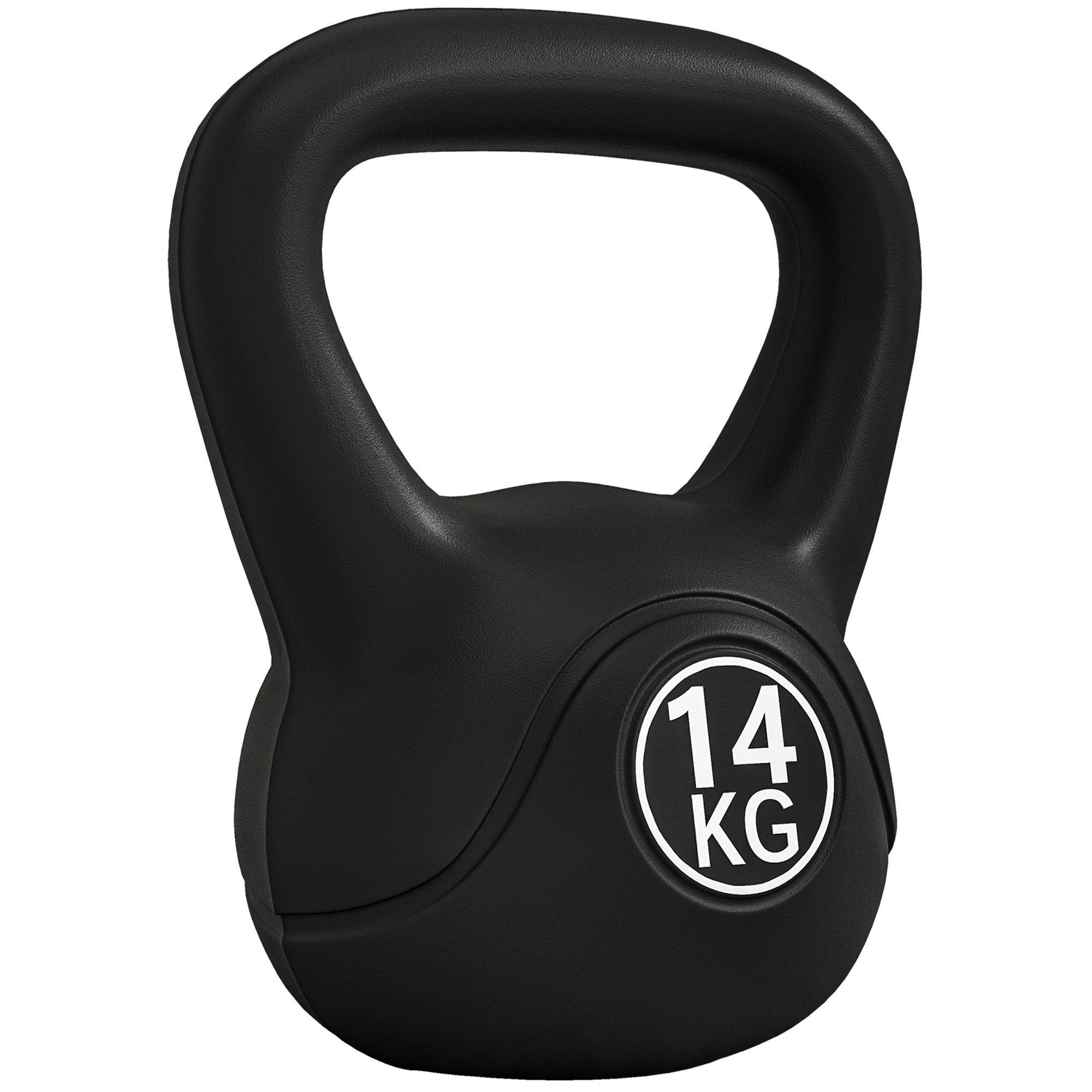 Kettlebell, 14 kg liivaga täidetud kang, algajatele, must