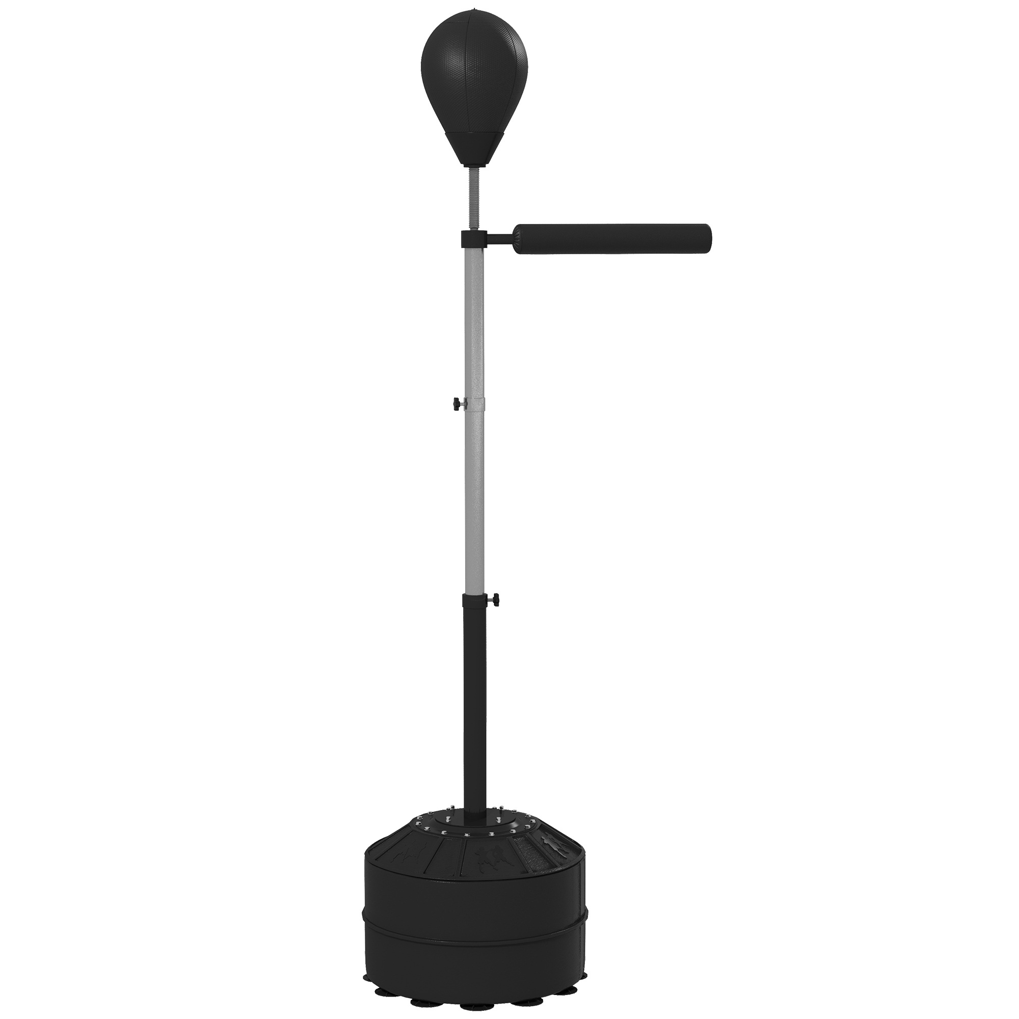 Poksipall refleksvardaga, kõrgus reguleeritav 160-205 cm, täidetav alus, õhupumbaga, must