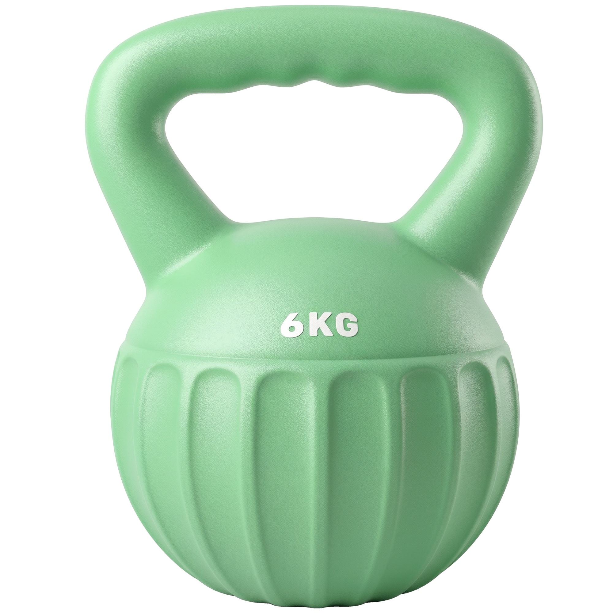 Kettlebell, 6 kg liivaga täidetud raskuskang, algajatele, koduseks jõutreeninguks, 17 x 17 x 23 cm, roheline