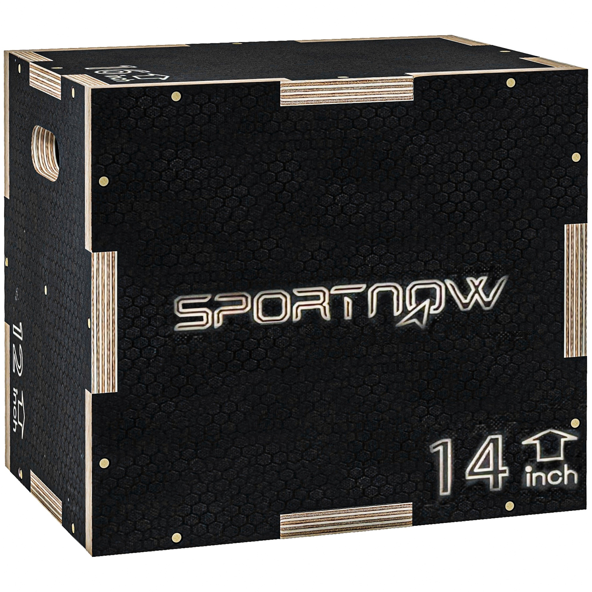 Plyo kast/hüppekast, vastupidav, 40,5 x 35,5 x 30,5 cm, must, käepide 10 x 3,5 cm, kuni 120 kg