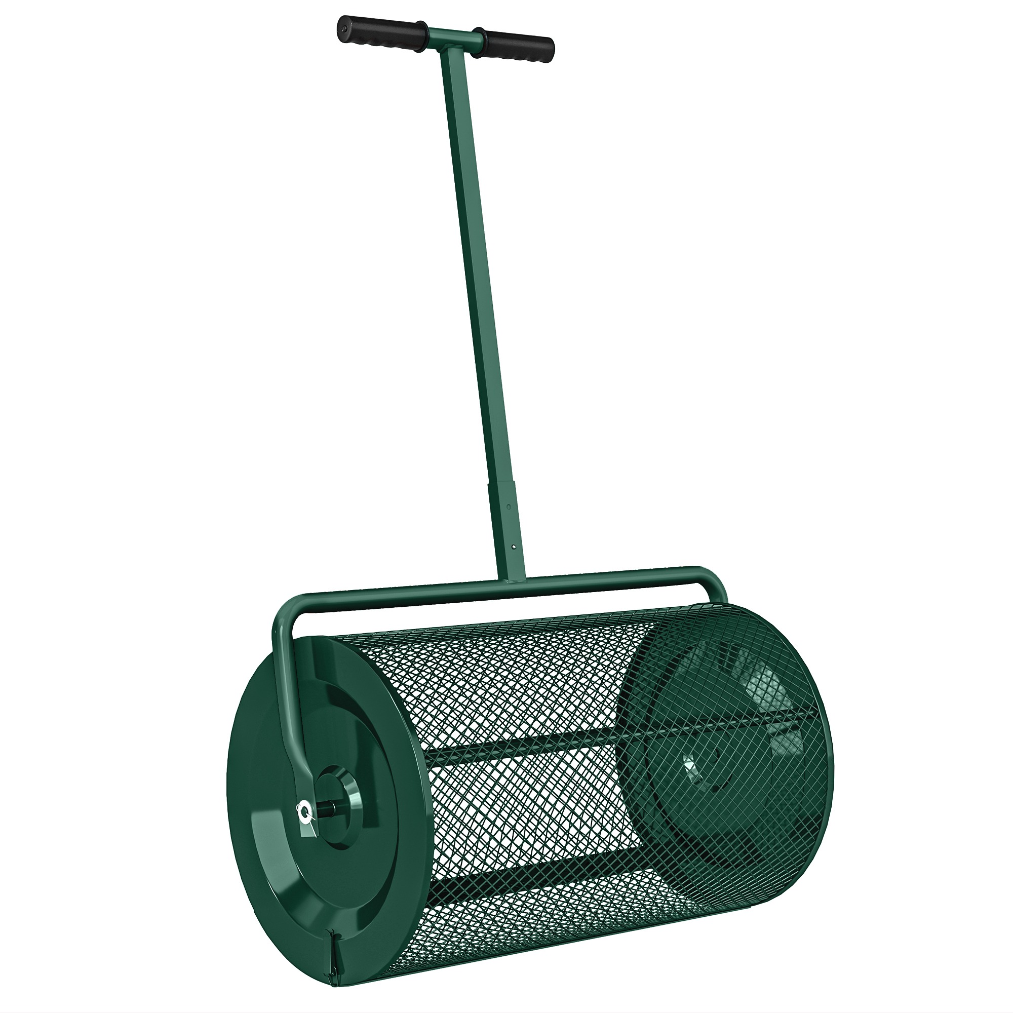 Kompostikülvik 75L 61x40cm väetisekülvik muru- ja aiale T-käepidemega, metallroheline