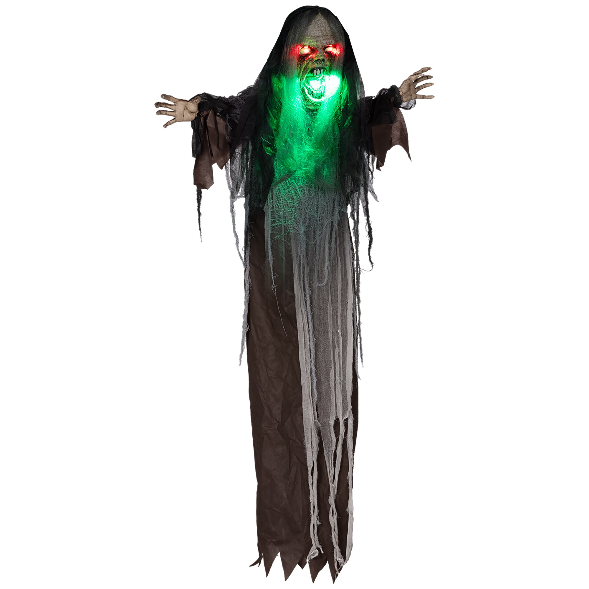 Roheline koletis, halloweeni kaunistus, jubedad heliefektid, punased silmad, liigutatav, 183 cm