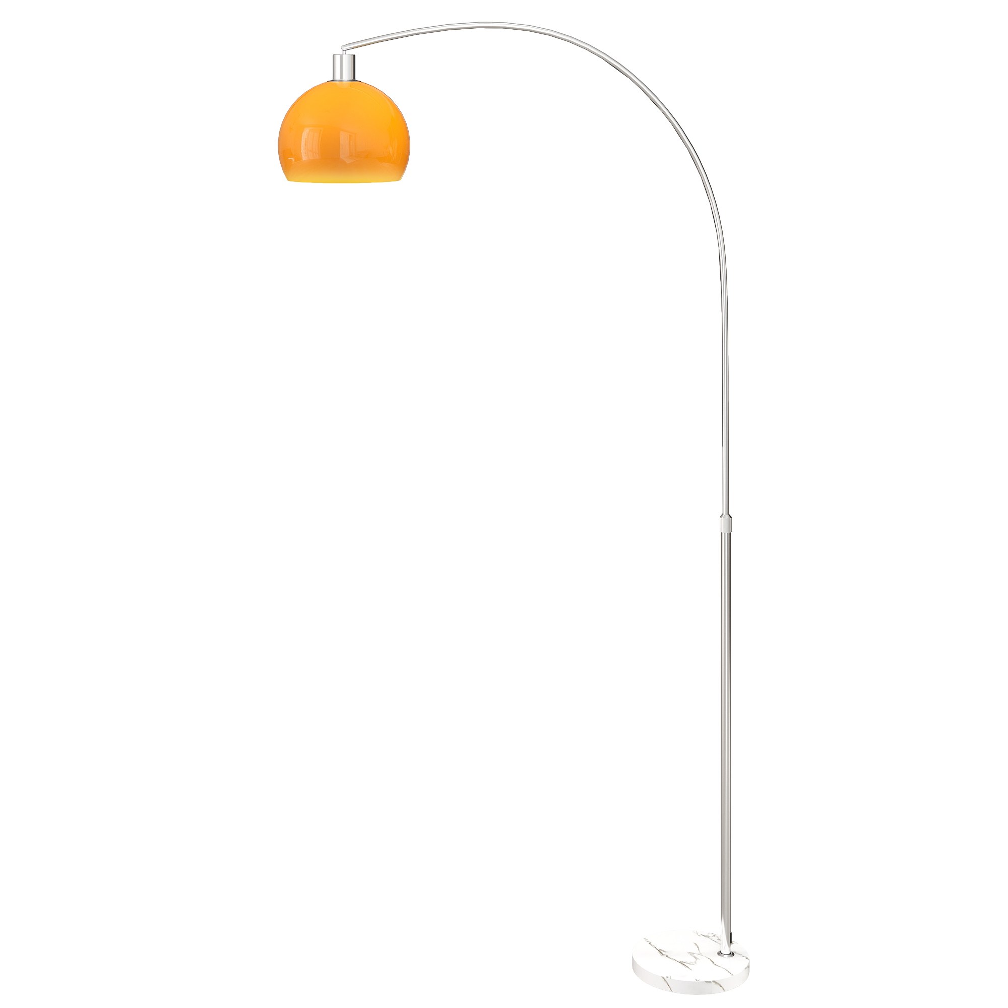 Kaar-põrandalamp jalglülitiga, marmor, metall ja plast, 26 × 90 × 180 cm, valge ja oranž
