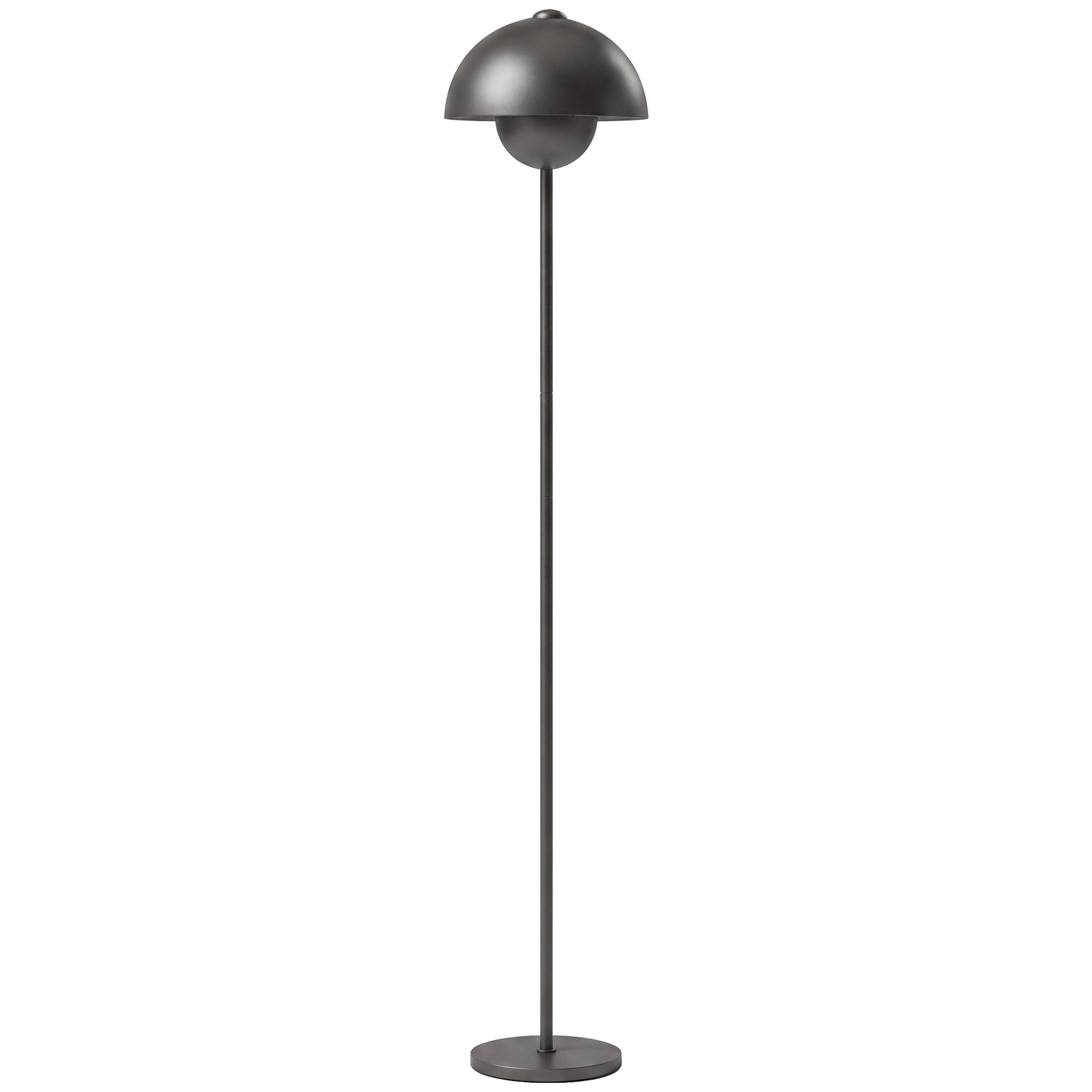 Põrandalamp, ümar vari, jalglüliti, pikk juhe, elegantne välimus, metall, hall