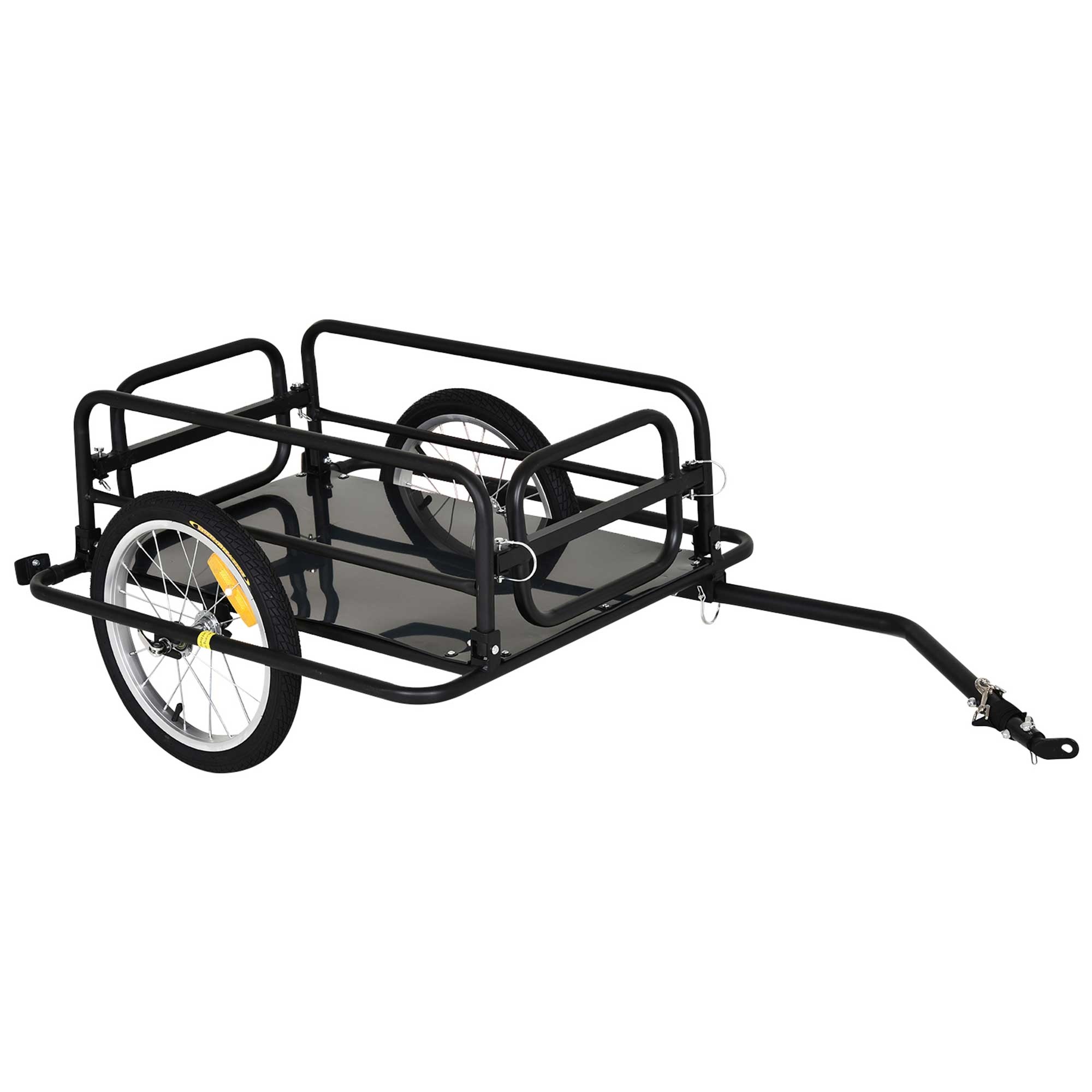 Jalgrattahaagis, jalgrataste kaubahaagis, kandevõime 40 kg, transpordihaagis, käsikäru, haakeseadis, teras, must, 139 x 71,5 x 49 cm