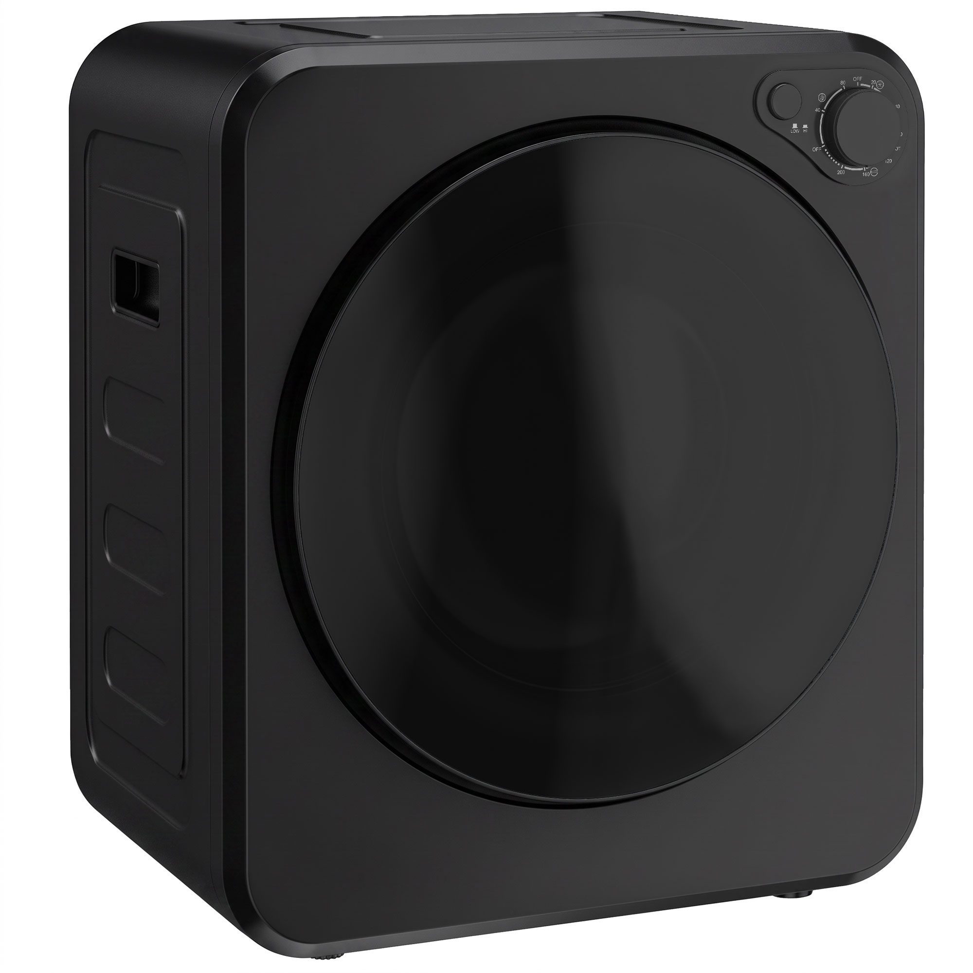 Minikuivati, mahutavus 4 kg, 5 programmi kuni 60 °C, 800W/400W, ventilatsiooniga kuivati roostevabast terasest trumliga, must