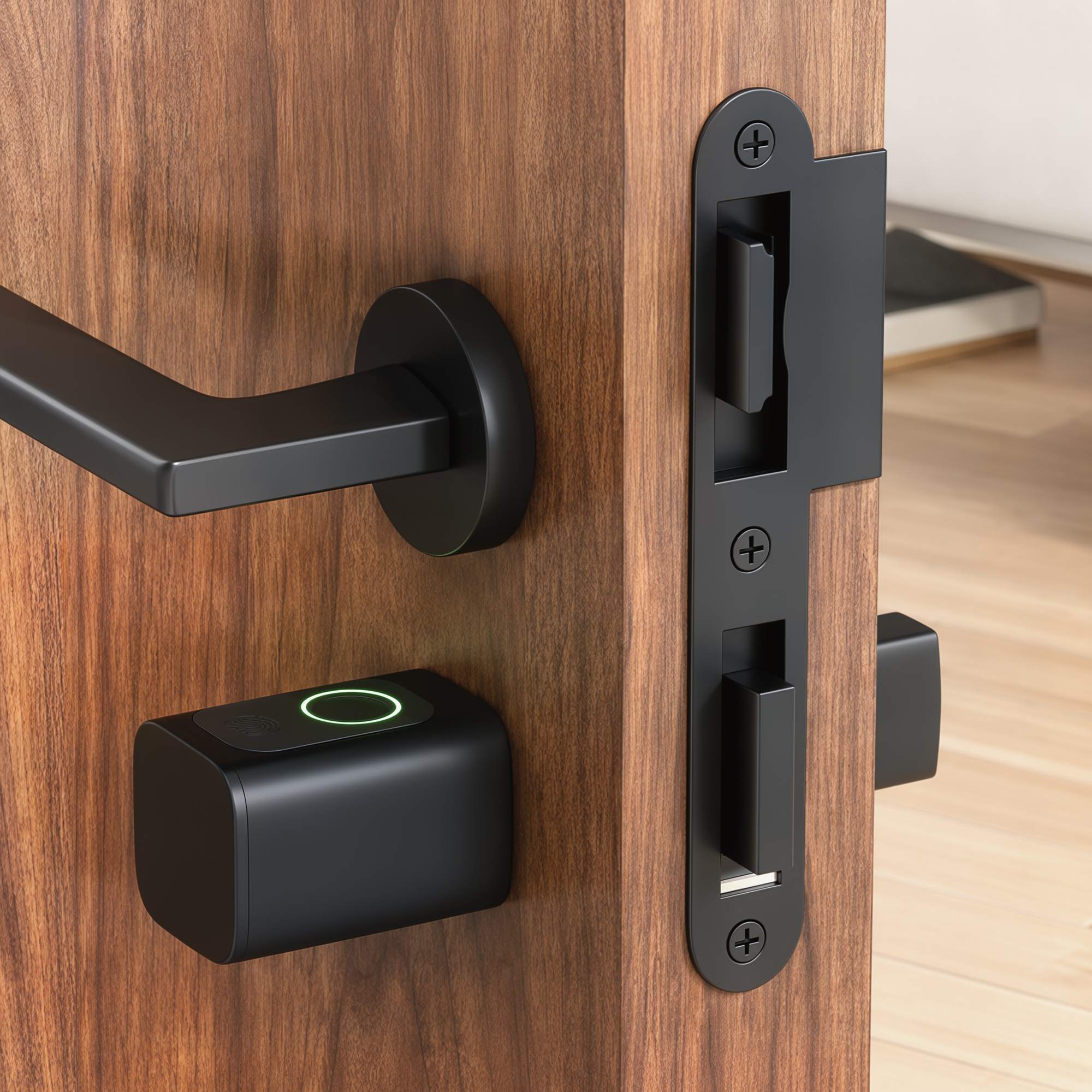 5-ühes nutikas Bluetooth-lukusüdamik, sõrmejälg, kood, rakendus, NFC-kaart ja võti, jagatav ligipääs