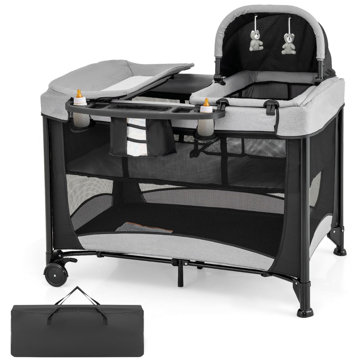 Viis-ühes kaasaskantav beebivoodi koos reisivoodiga