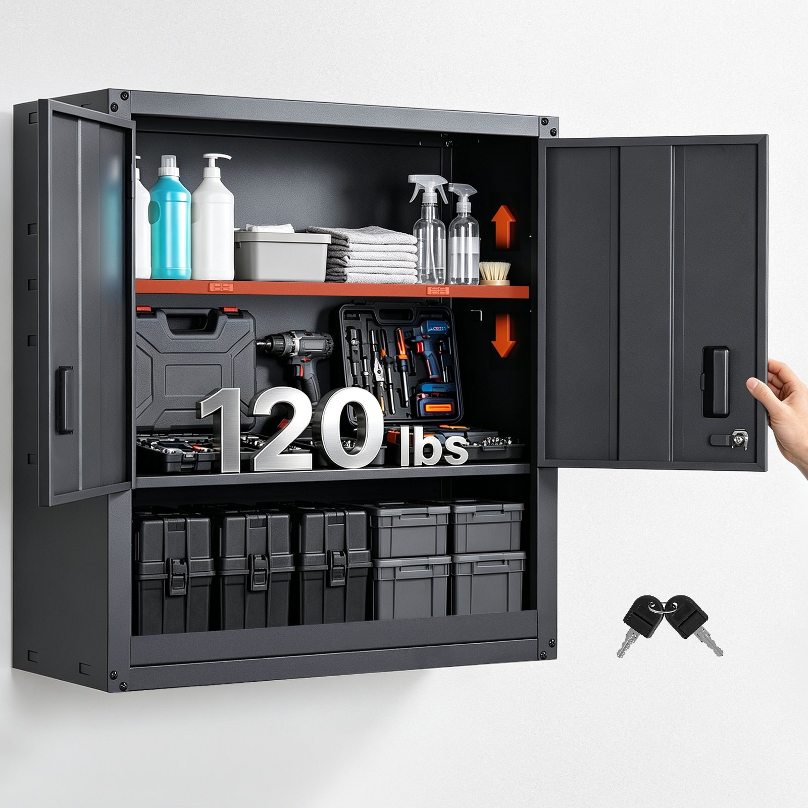 Metallist seinakapp, 76,2 l x 30,5S x 76,2K tolli, keldrisse