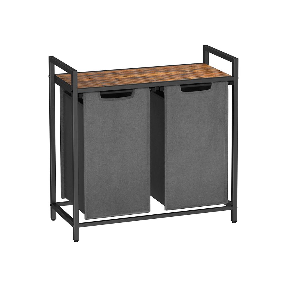 Vannitoariiul koos kahe pesukorviga (2 x 46L) vintage pruun/hall