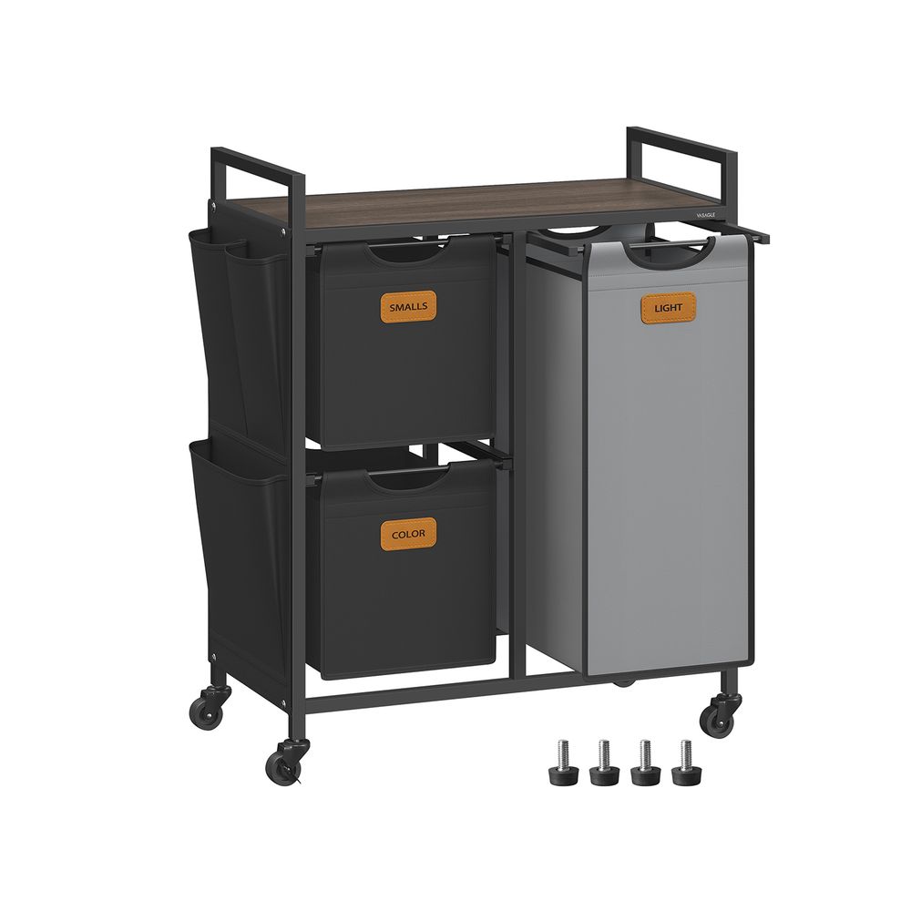 Pesukorv 3 kambriga kastanipruun-tindiga must-tuvihall