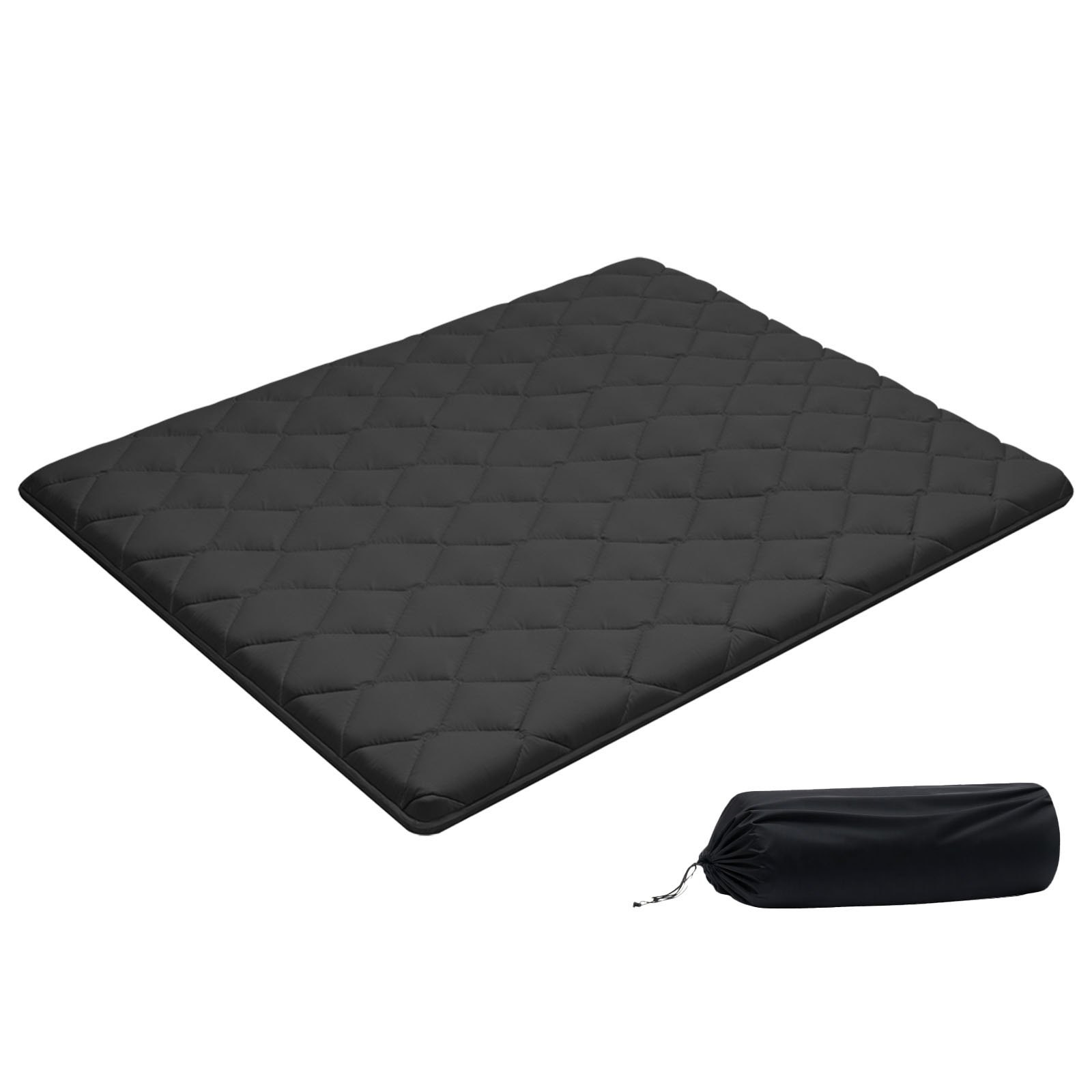 Japanese Tatami Mat, Queen Size Foldable Japanese Tatami Mattress, Futon Mattress with Storage Bag & Fastener, 9-Layer Floor Mat for Sleeping, Dorm, Meditation, Yoga, 2032 x 1524 x 89 mm, Black