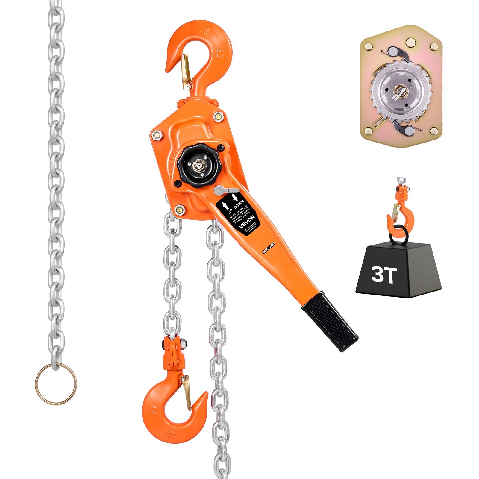 Käsitsi hoovaga kett-tõstuk, 3T 3000 kg kandevõimega raskeveok