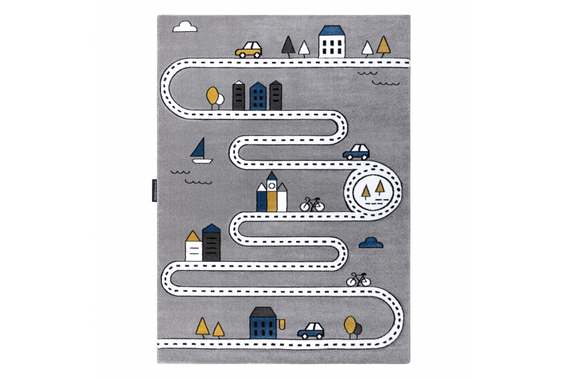 Mängurada tänavate mustriga vaip – hall