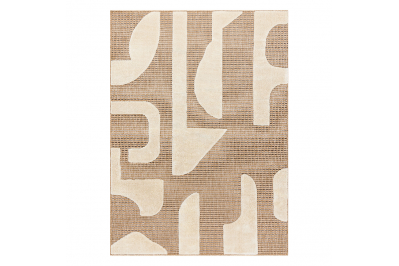 Sädejoon geomeetrilise mustriga reljeefne vaip – beež ja kreemikas