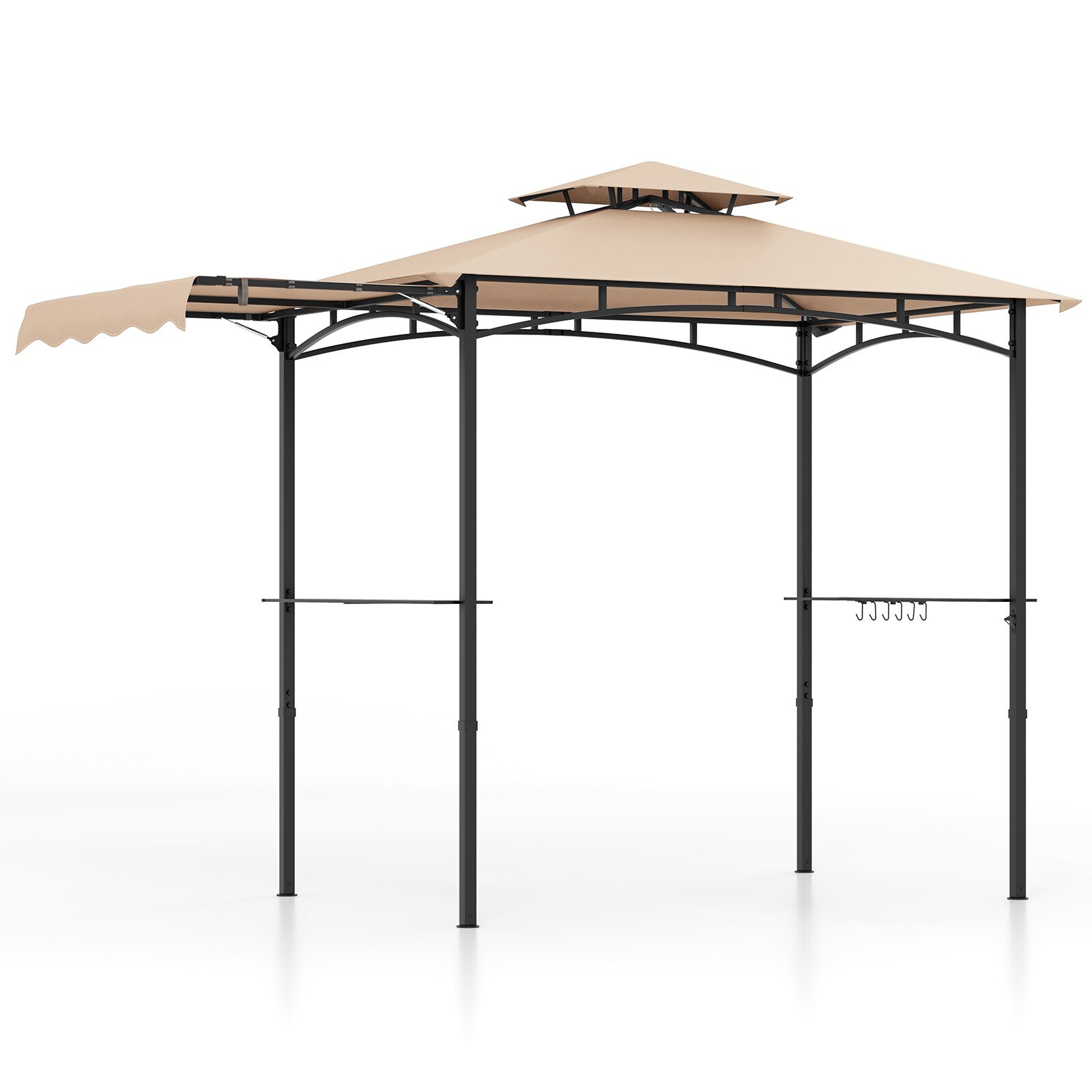 335 cm x 152 cm grillvarikatus külgmise varikatuse ja kahekordse ülaosaga - beež